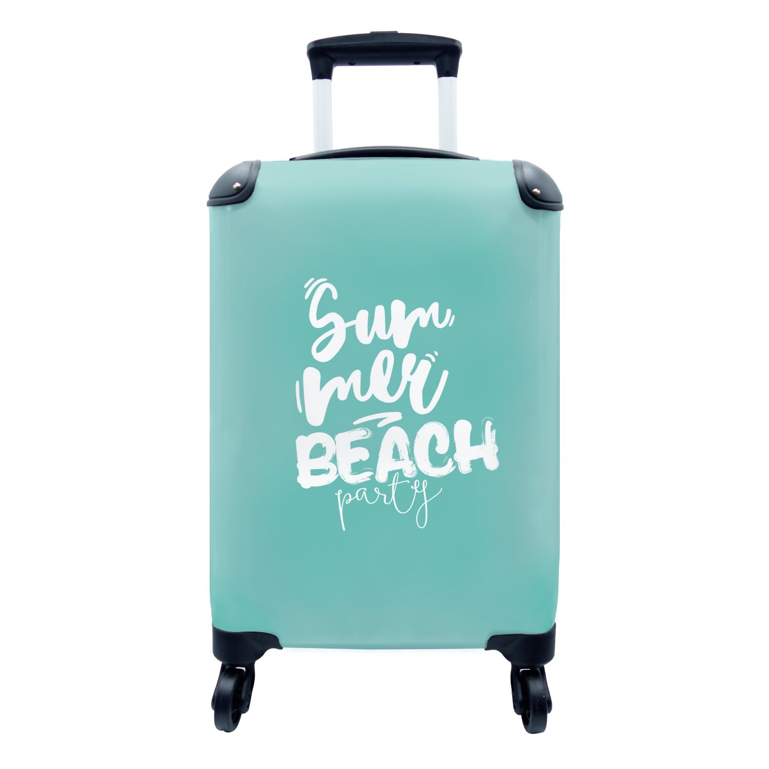 MuchoWow Handgepäckkoffer Blau - Party - Sommer, 4 Rollen, Reisetasche mit rollen, Handgepäck für Ferien, Trolley, Reisekoffer