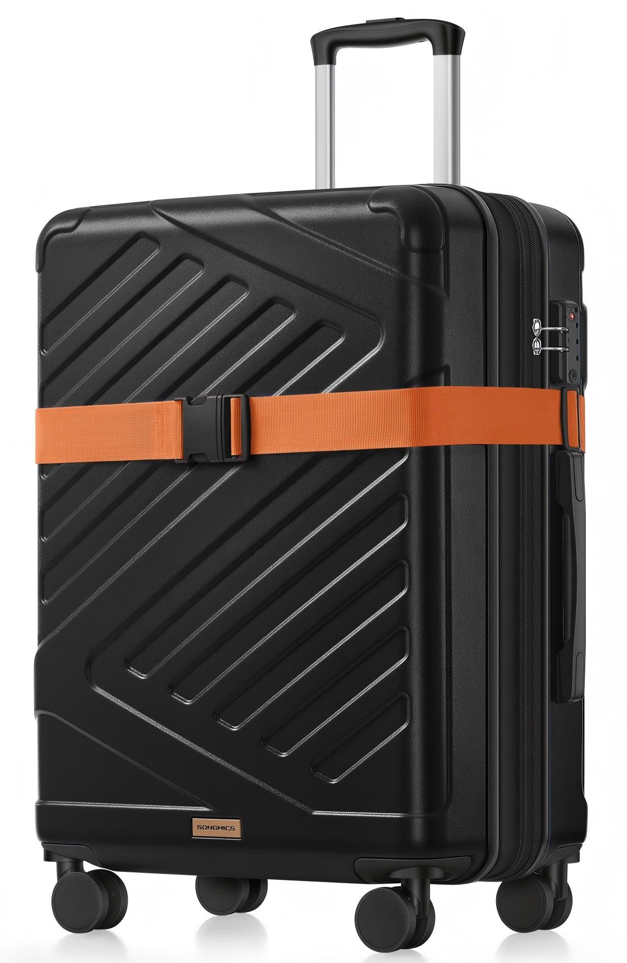 SONGMICS Hartschalen-Trolley Kofferset, 360° Rollen, robuster Reisekoffer, Bordcase, ABS, TSA-Schloss, Zahlenschloss, Koffergurt, erweiterbar, mittel