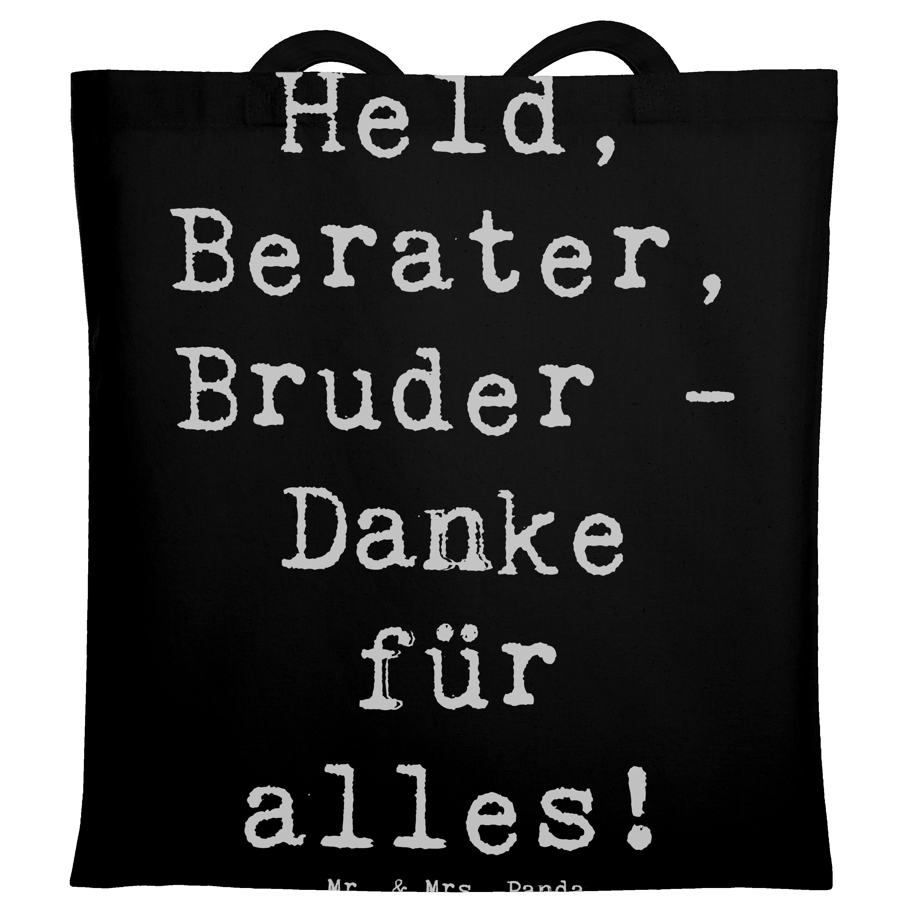 Tragetasche Held Bruder - Schwarz - Geschenk, Berater, Stoffbeutel, Bedanken, Fam