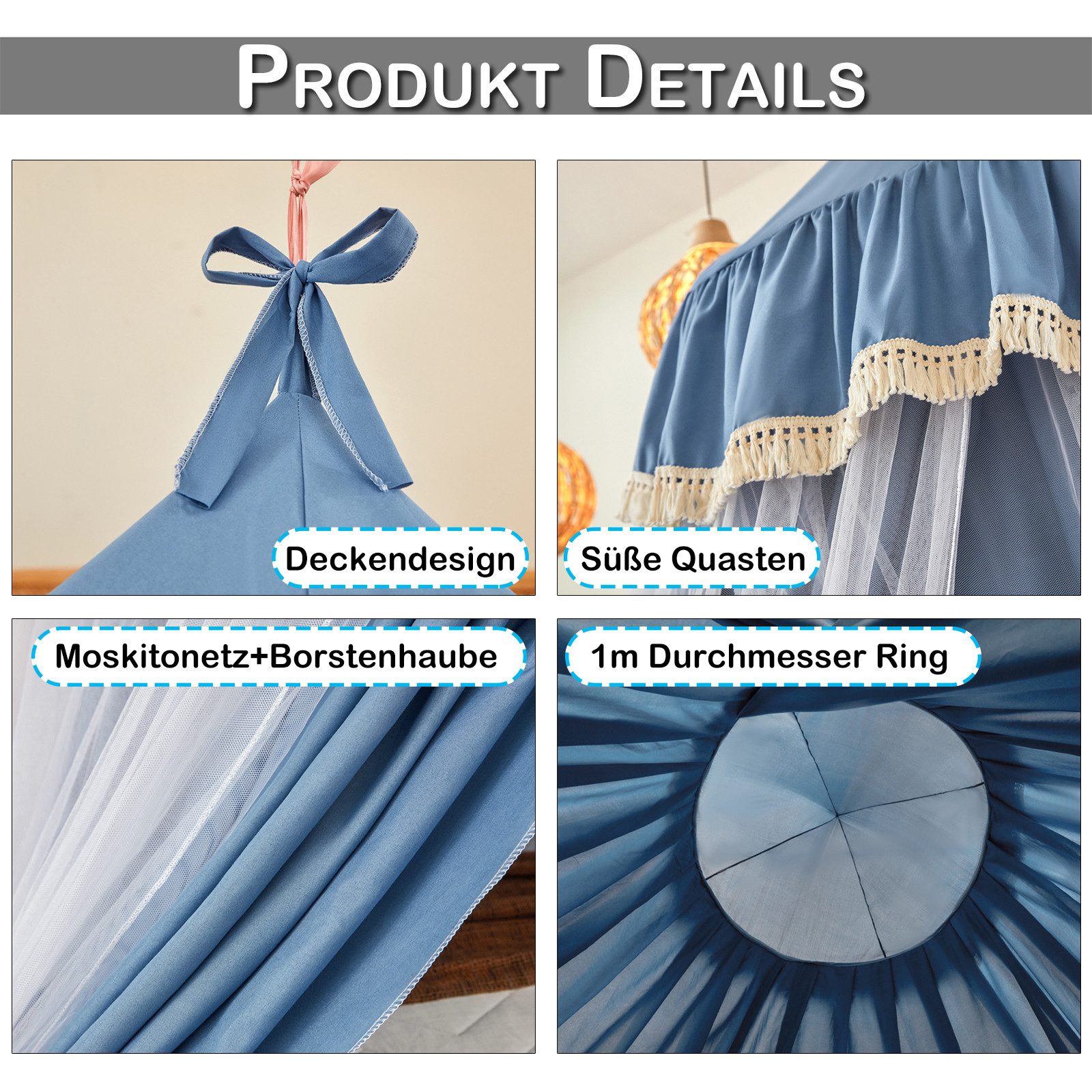 Sunicol Moskitonetz Doppelschicht Moskitonetz, Bett Baldachin, günstig online kaufen