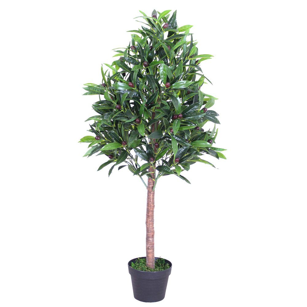 Kunstbaum Olive Olivenbaum Kunstbaum Künstliche Pflanze mit Echtholz 110 cm, Decovego, Höhe 110 cm