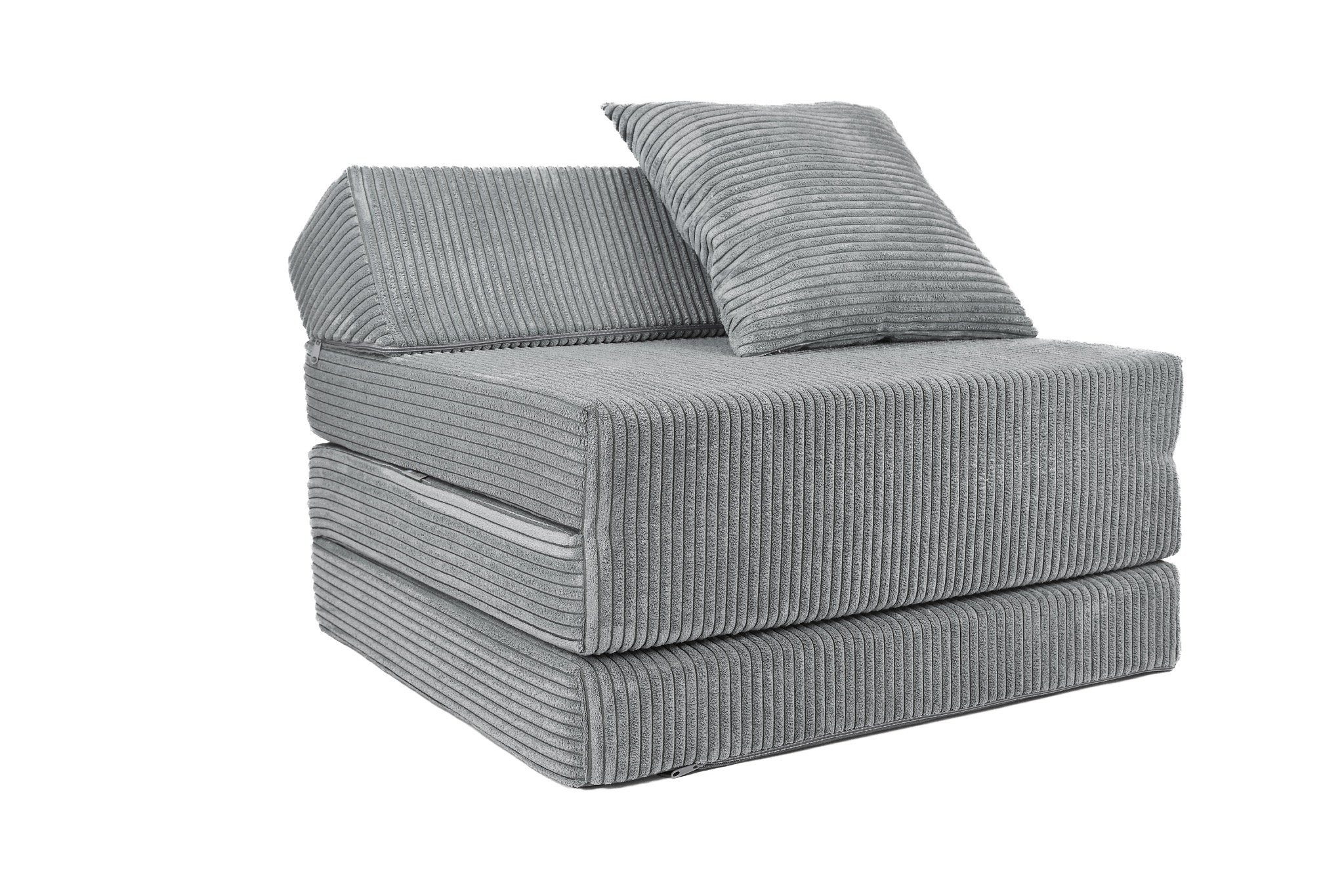 Klappmatratze Klappmatratze mit Kopfteil aus Cord, FORTISLINE, Klappbar, al günstig online kaufen