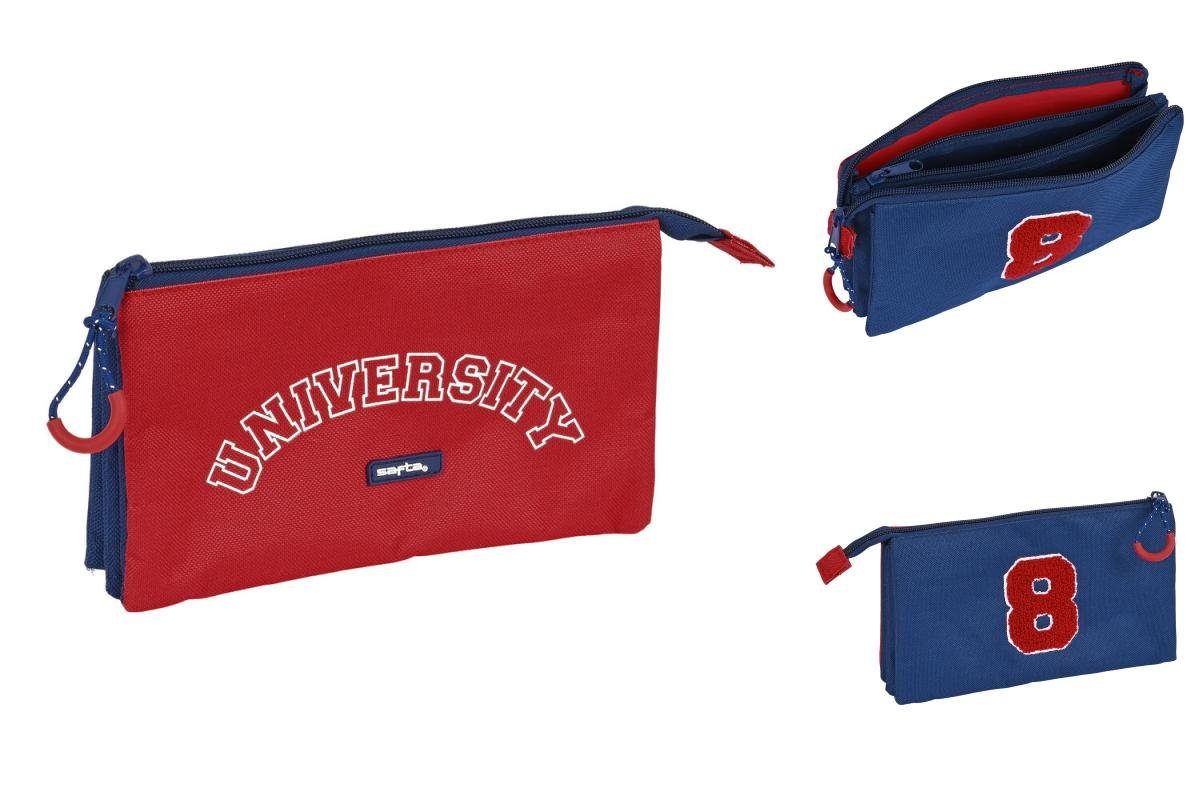 safta Federtasche Schulmäppchen Safta University Rot Marineblau 22 x 12 x 3 cm