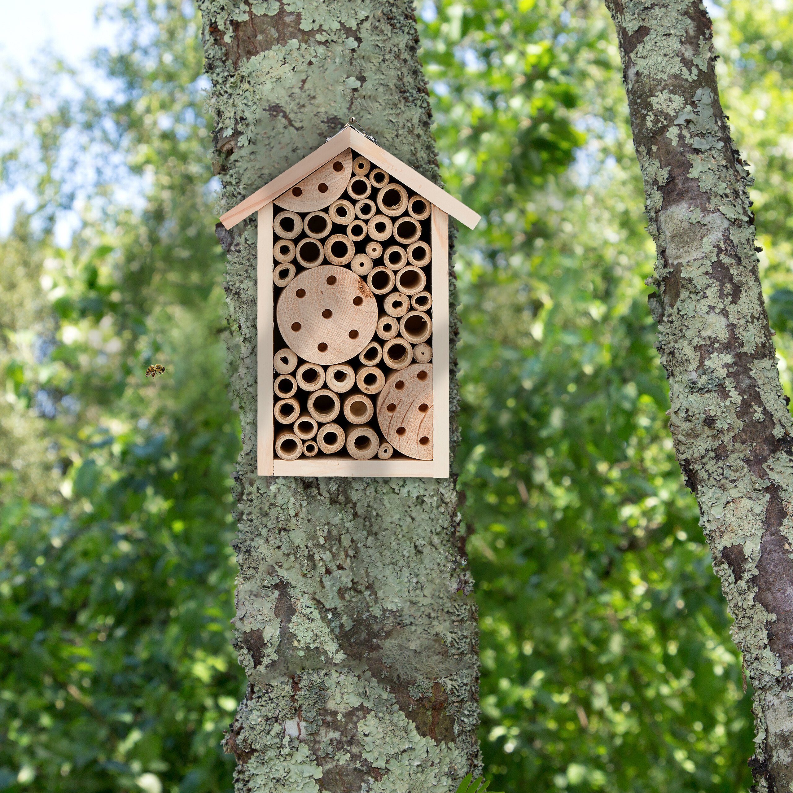 relaxdays Insektenhotel Bienenhotel mit Bambusröhrchen