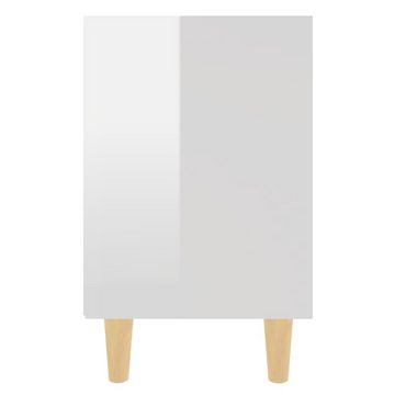 vidaXL Nachttisch Nachttisch mit Massivholz-Beinen Hochglanz-Weiß 40x30x50 cm