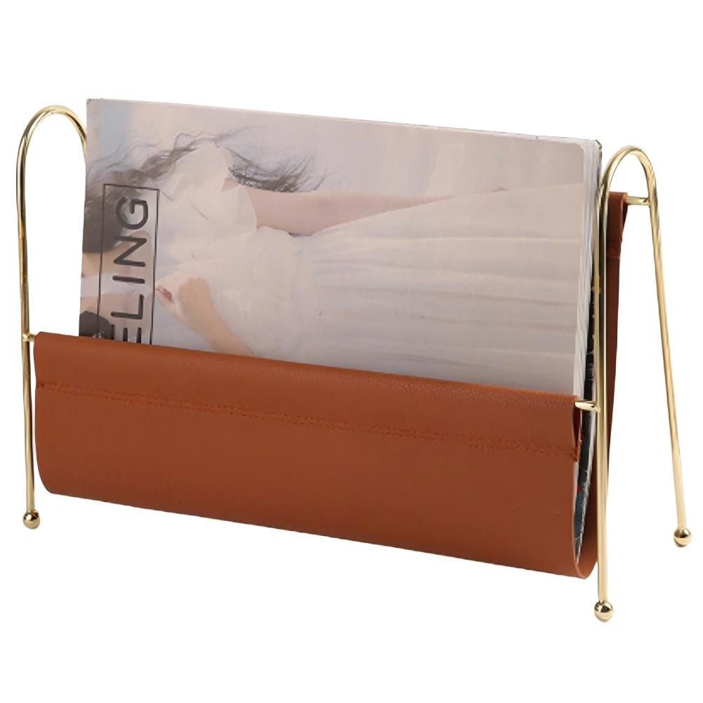 BlingBin Zeitungsständer Zeitschriftenhalter aus Leder Lagerregal (1er Set, 1 St., Zeitschriftenhalter für den Schreibtisch, 33,5 × 8 × 22,5 cm), für Zeitungen, Aktenordner, dekoratives Design für Zuhause oder Büro
