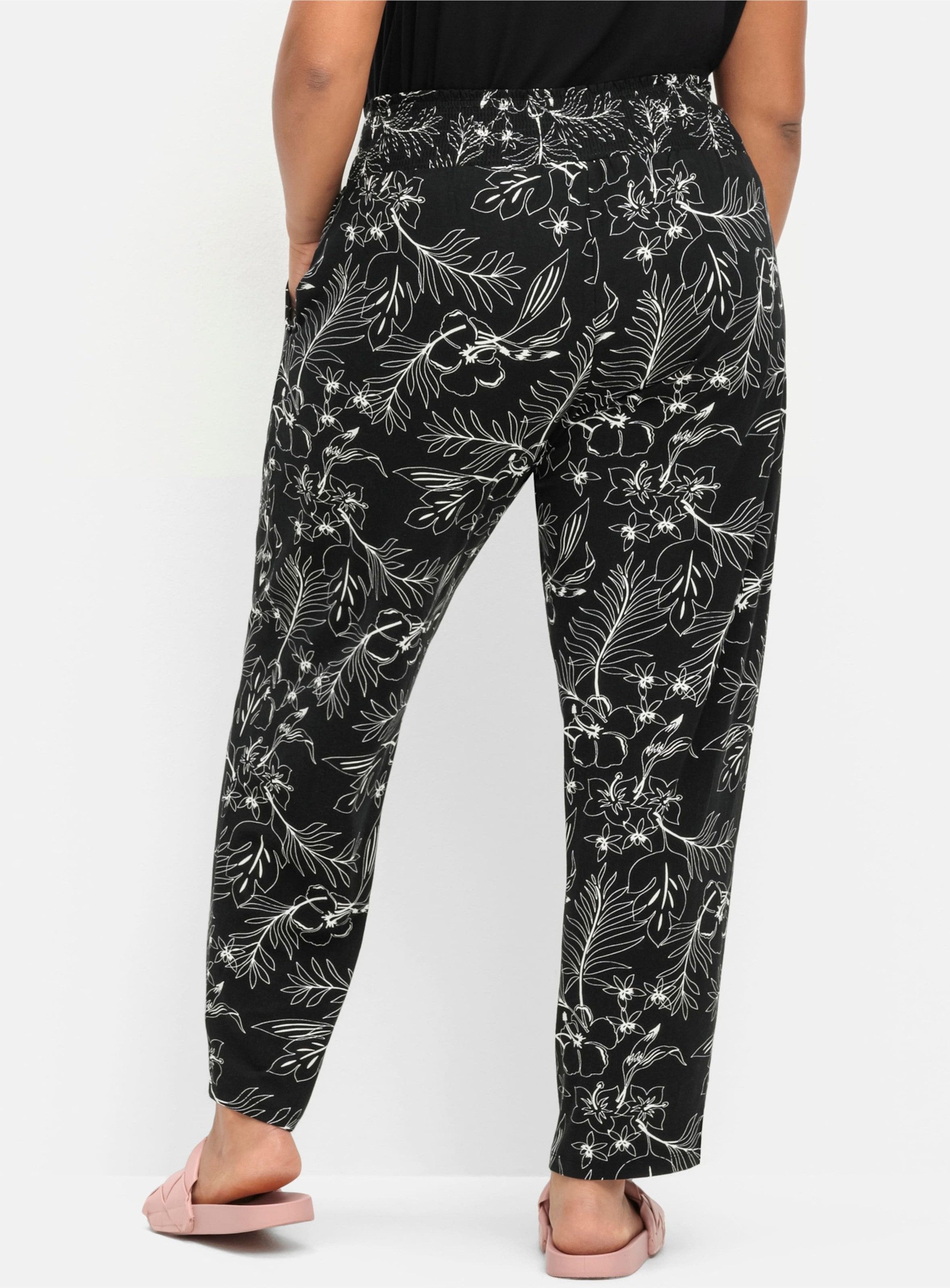 Sheego Jerseyhose Schlupfhose mit breitem Smokbund und Blumendruck günstig online kaufen