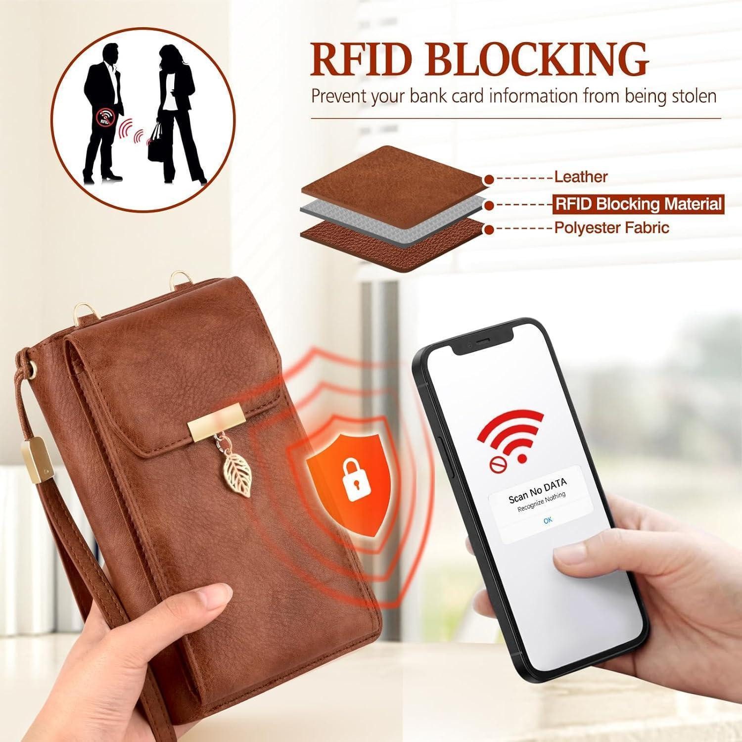 LuxusKollektion Case zum Umhängen Handytasche mit RFID Schutz Damen Umhängetasche für Handy unter 7,2 – Bild 4 von 5