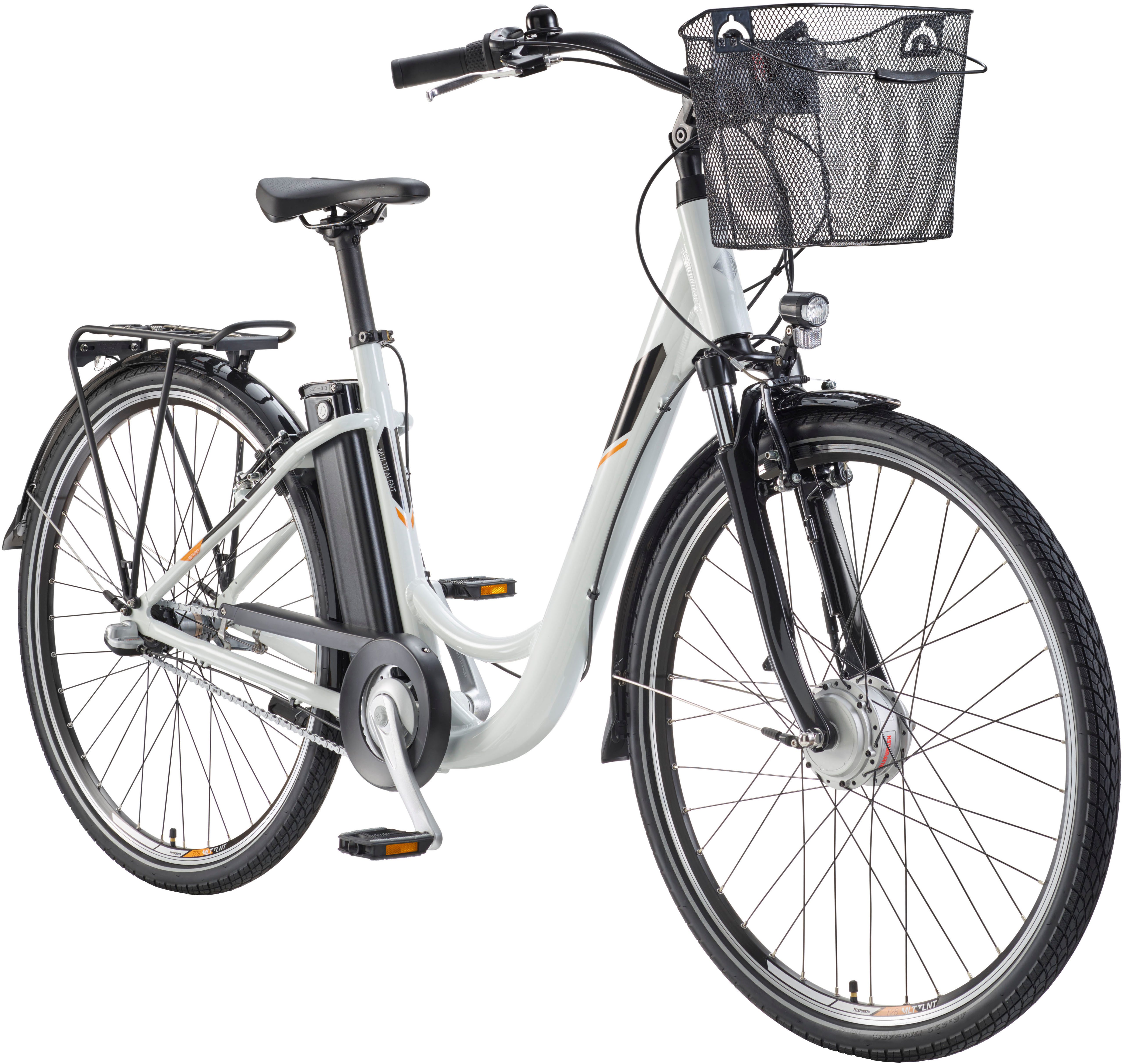 Telefunken E-Bike Cityrad Multitalent RC830, 3 Gang Shimano Nexus Schaltwerk, Frontmotor, 531,3 Wh, Pedelec, Elektrofahrrad für Damen u. Herren