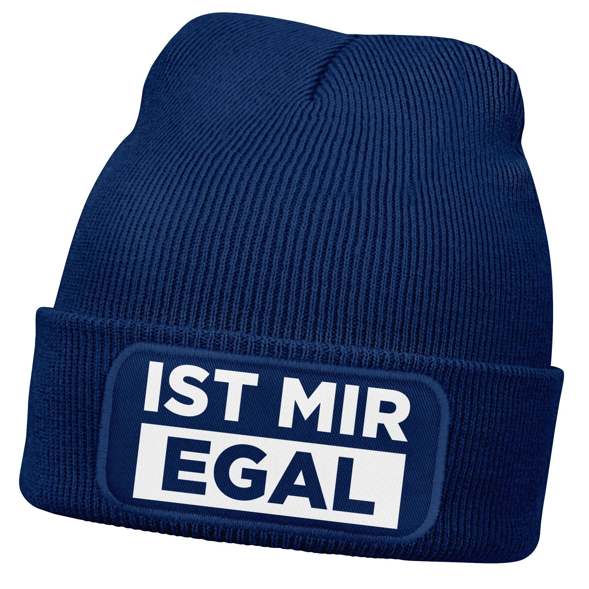 Strickmütze Damen Beanie mit Patch Strickmütze mit Spruch Ist mir egal lustig