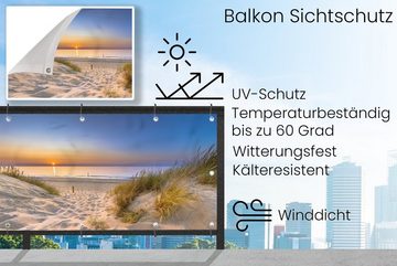 MuchoWow Balkonsichtschutz Düne - Sonnenuntergang - Horizont - Strand - Gras (1-St) Balkon Sichtschutz 90x200, Windschutz für Zaun PVC, 200x90 cm