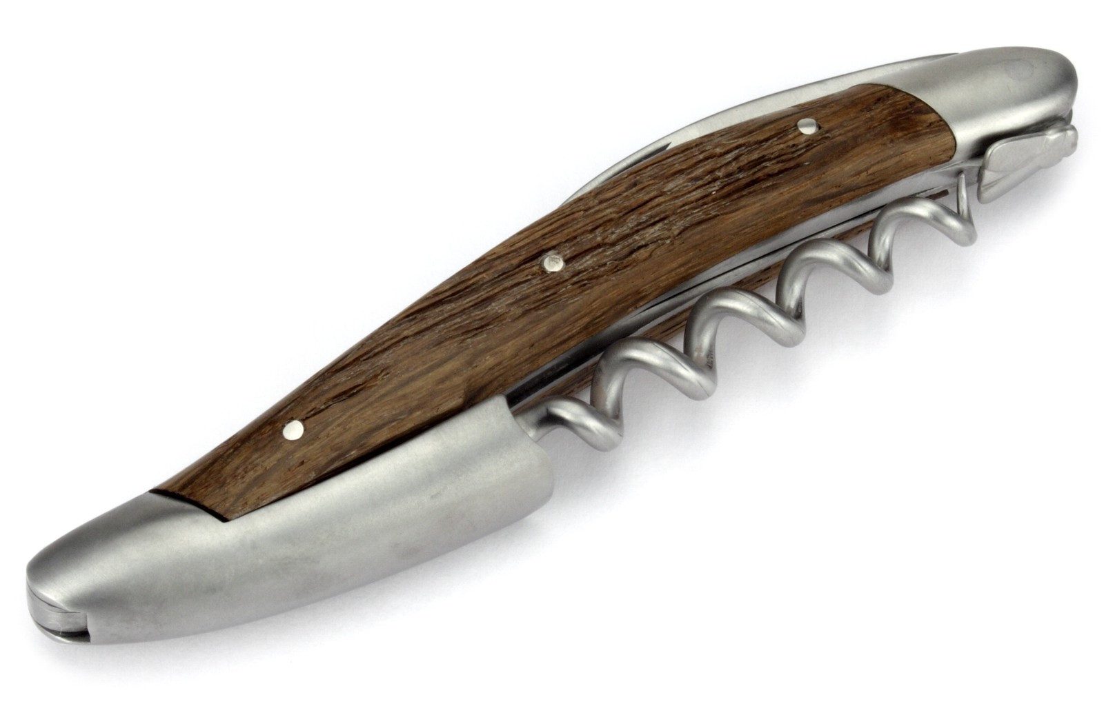 Forge de Laguiole Weinflaschenöffner SOM1 CHFE SAT, Laguiole Kellnermesser - Griff fossile Mooreiche - Edelstahl satiniert