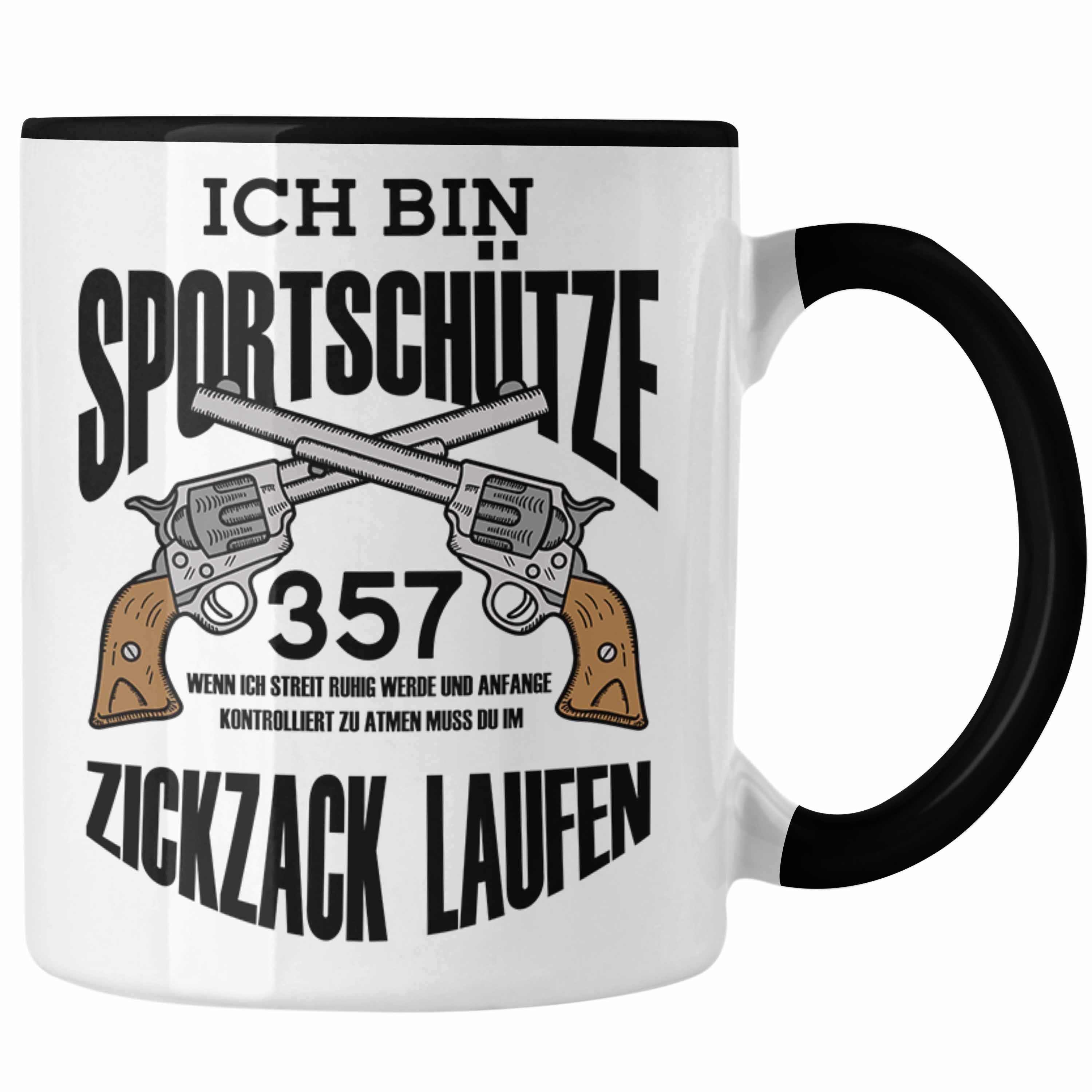Trendation Tasse Lustige Schießen-Tasse für Sportschützen Geschenk Schwarz