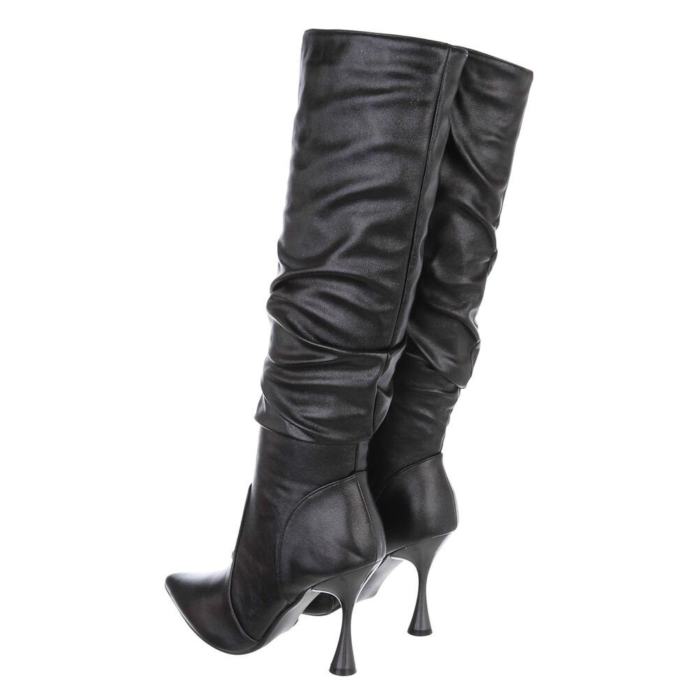 Ital-Design Damen Elegant High-Heel-Stiefel Pfennig-/Stilettoabsatz High-Heel Stiefel in Schwarz