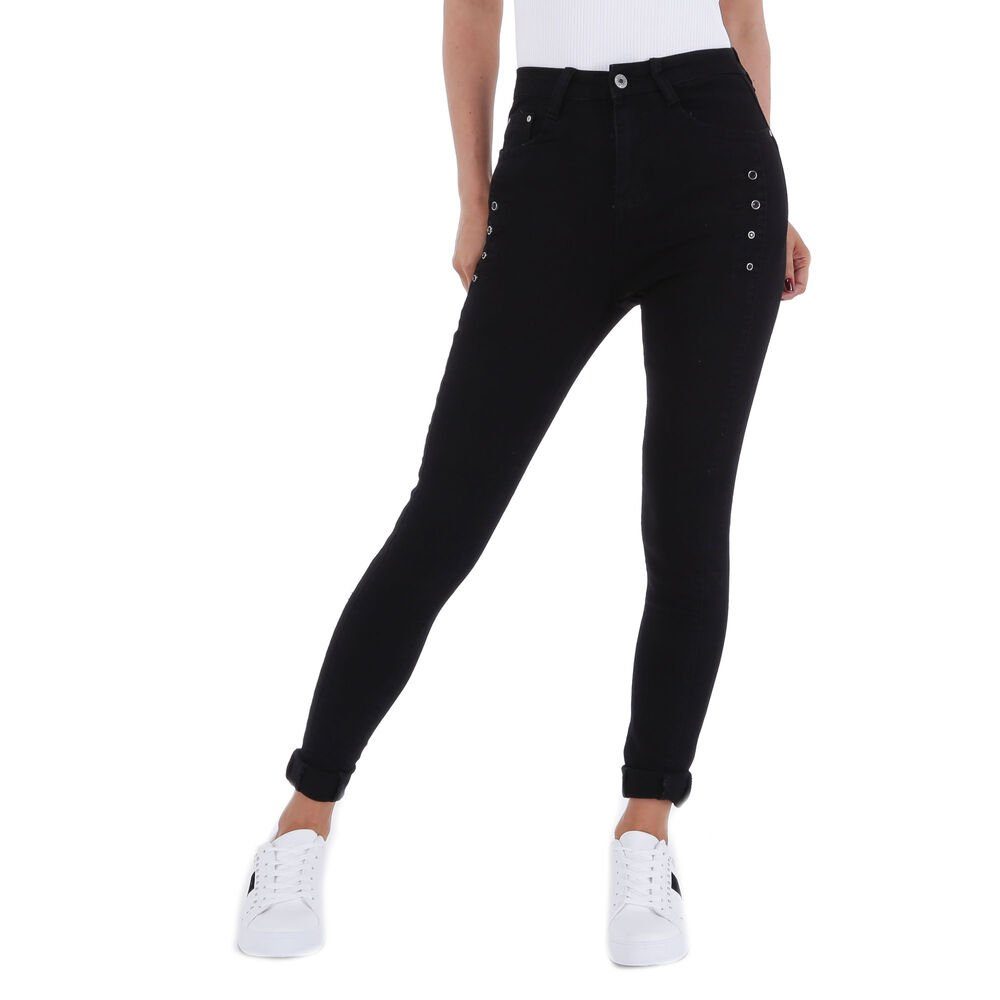 Schwarz Skinny-fit-Jeans Ital-Design Jeans in Skinny Elegant Damen Stretch