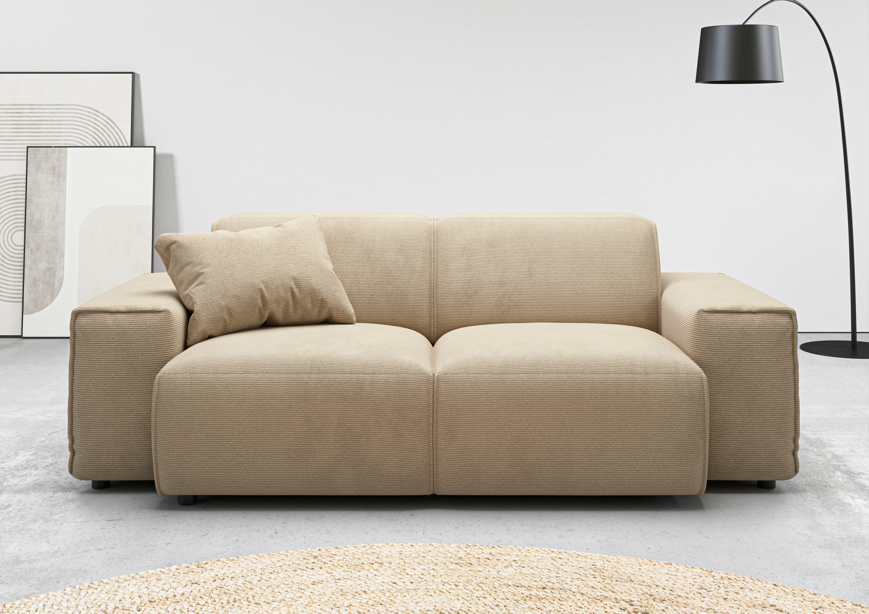Home affaire 2-Sitzer Glimminge auch in Breitcord + Feincord + Easy care-Bezug, besondere Kedernähte, Zierkissen