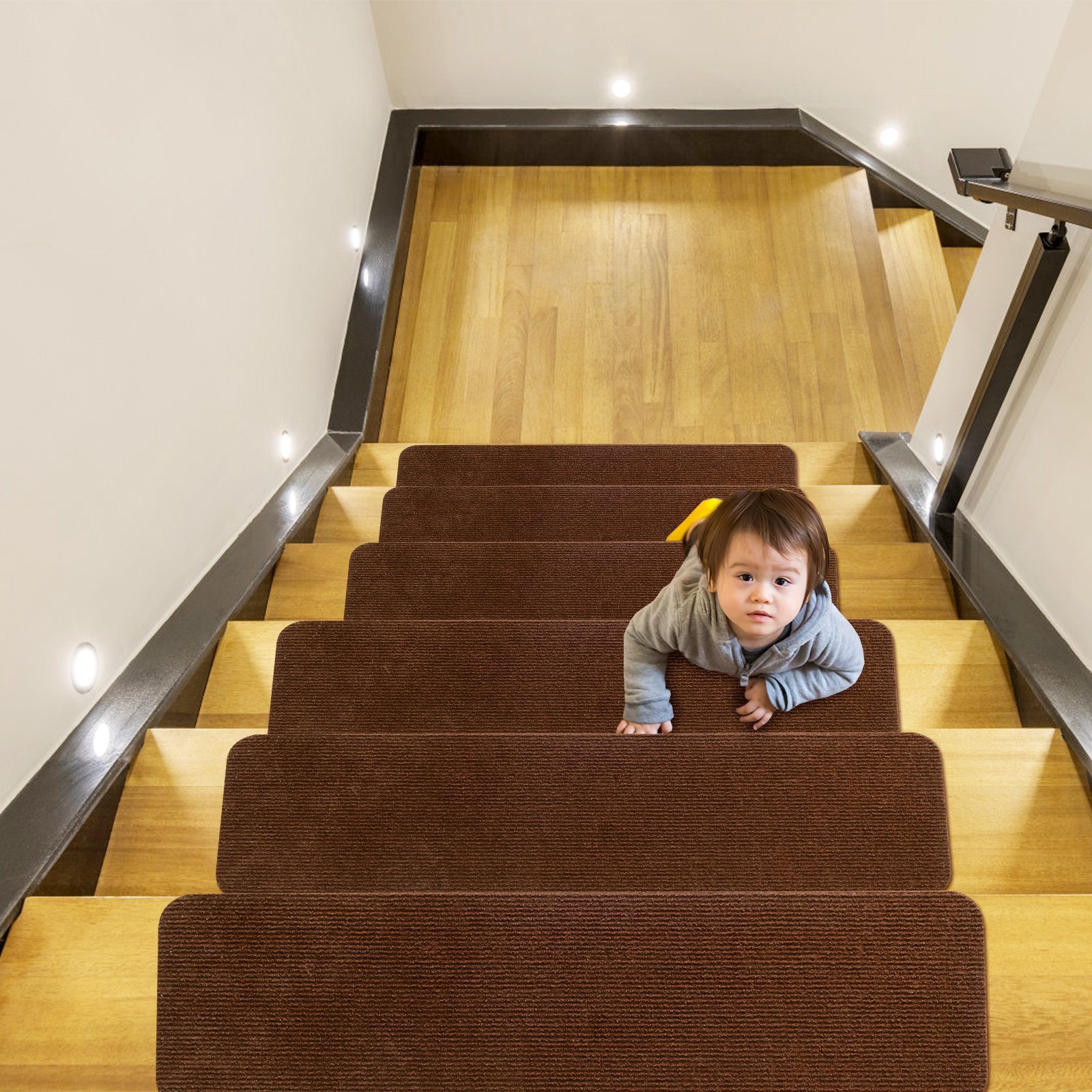 15er SET Stufenmatten Treppenmatten Treppenteppich Treppenschutz Selbstklebend 