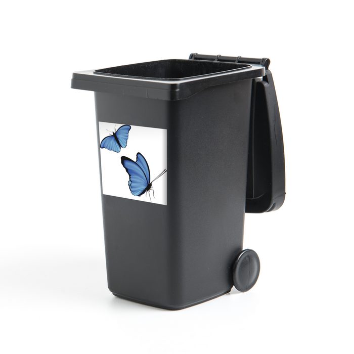 MuchoWow Wandsticker Eine Illustration von zwei blauen Schmetterlingen (1 St) Mülleimer-aufkleber Mülltonne Sticker Container Abfalbehälter