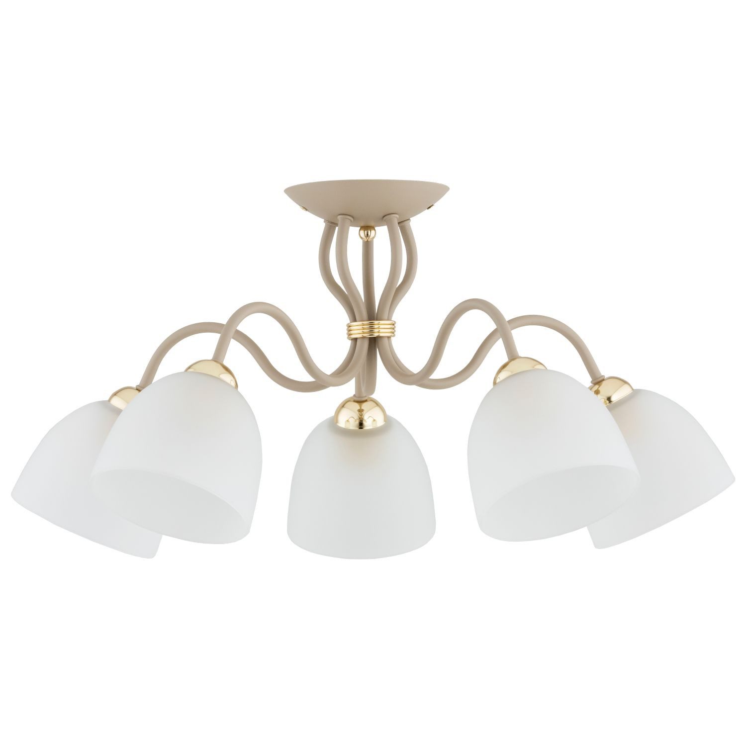 Licht-Erlebnisse Deckenleuchte BELARA, ohne Leuchtmittel, Metall Glas E27 B: 58 cm Beige Weiß Modern