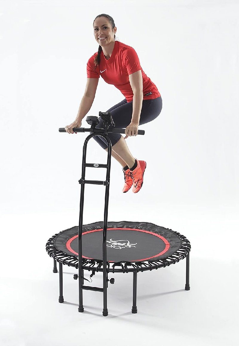 Luna24 simply great ideas... Fitnesstrampolin JOKA FIT NEU - die Trampolin-Innovation, Fitnesstrampolin, + 2x Socken, Sprungzähler, Widerstandsbänder, DVD, Handyhalterung, 2 Paar Socken
