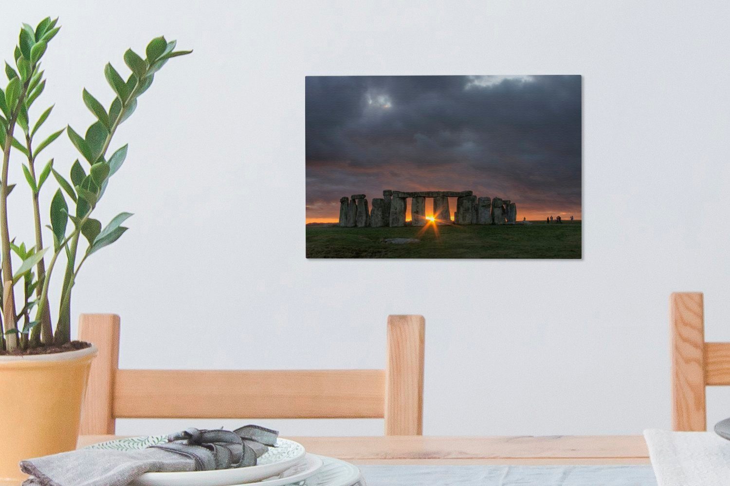 St), Wanddeko, Aufhängefertig, Leinwandbild in in cm 30x20 OneMillionCanvasses® (1 England, Stonehenge Leinwandbilder, Sonnenuntergang Wandbild