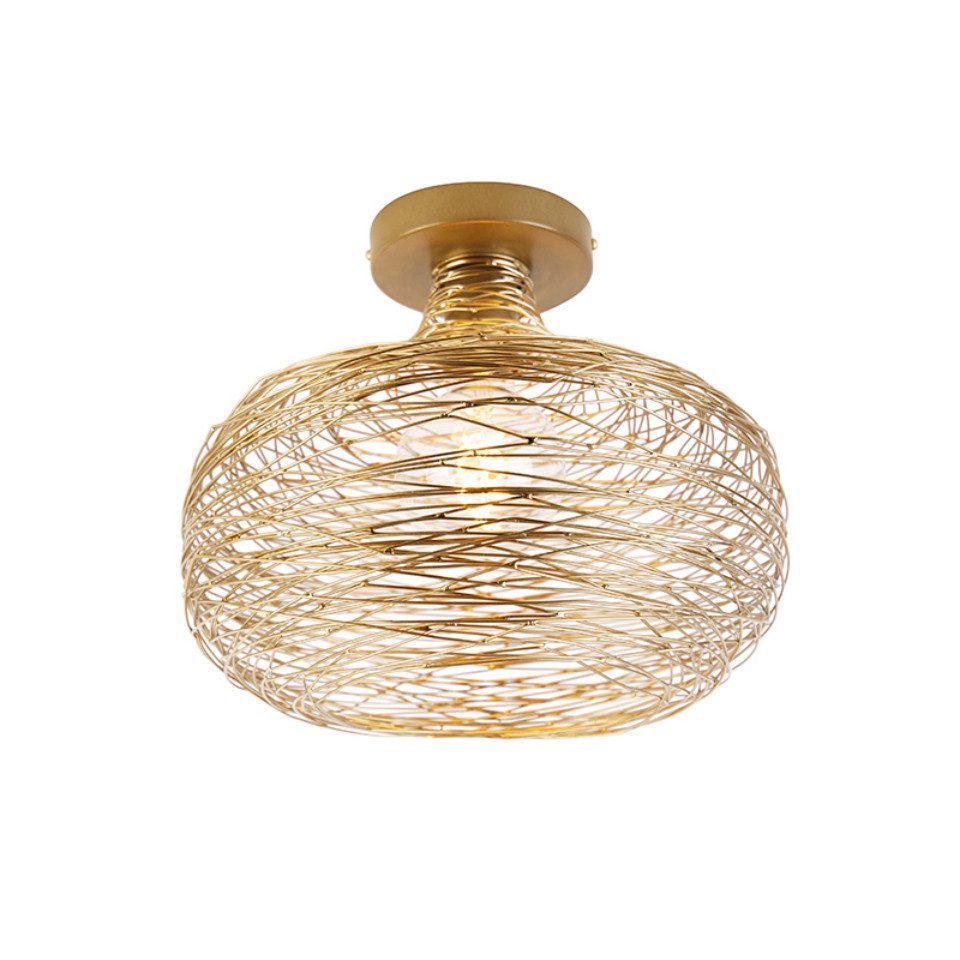 Qazqa Deckenleuchte Sarella, ohne Leuchtmittel, Warmweiß, QAZQA Deckenleuchte, e27, gold, Stahl, Design