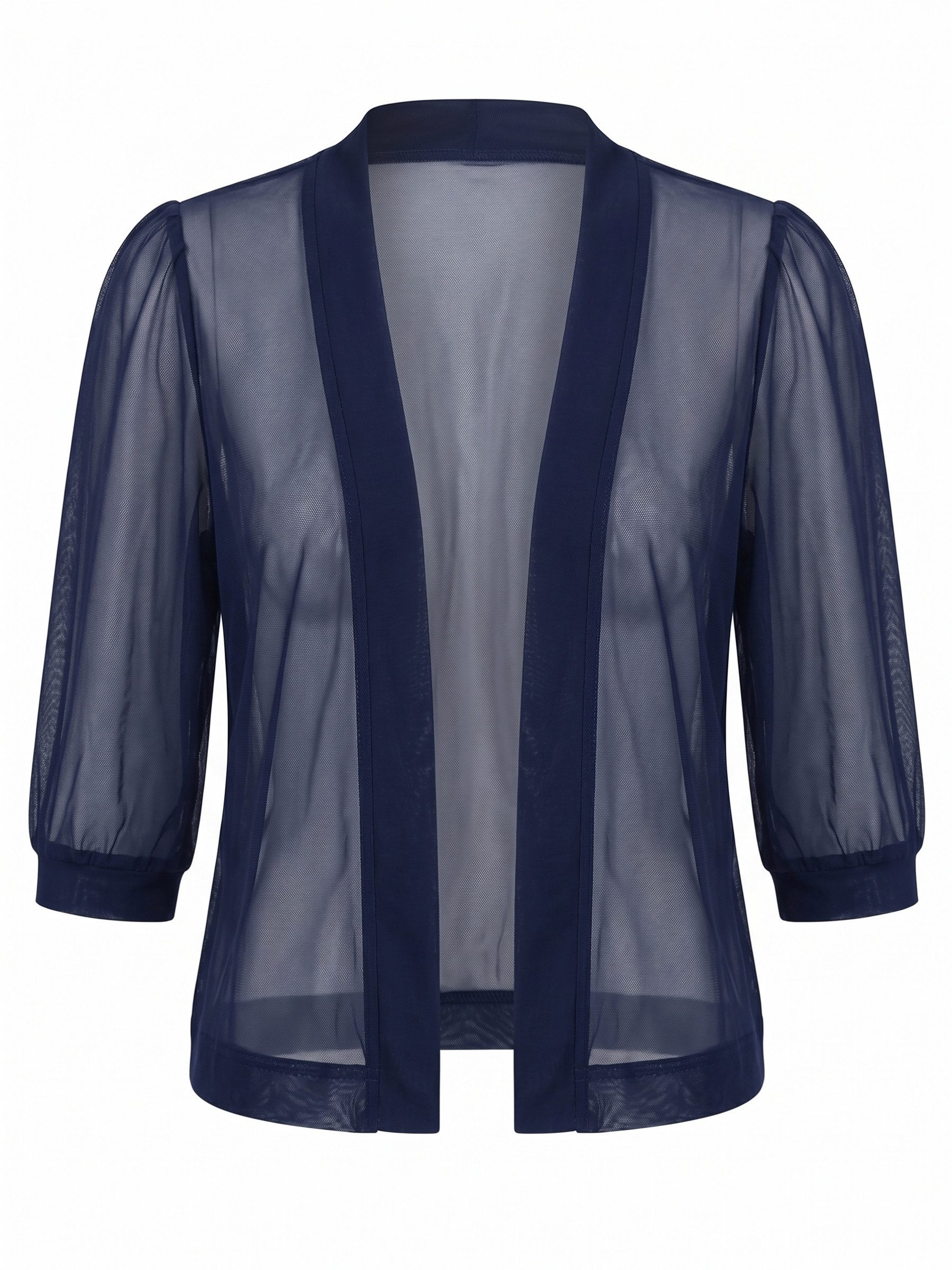 Elegant Love Cardigan Damen Chiffon Bolero transparent – leichte Kurzjacke mit 3/4-Ärmeln Offene Sommerjacke – eleganter Überwurf für Abendkleid & Freizeit