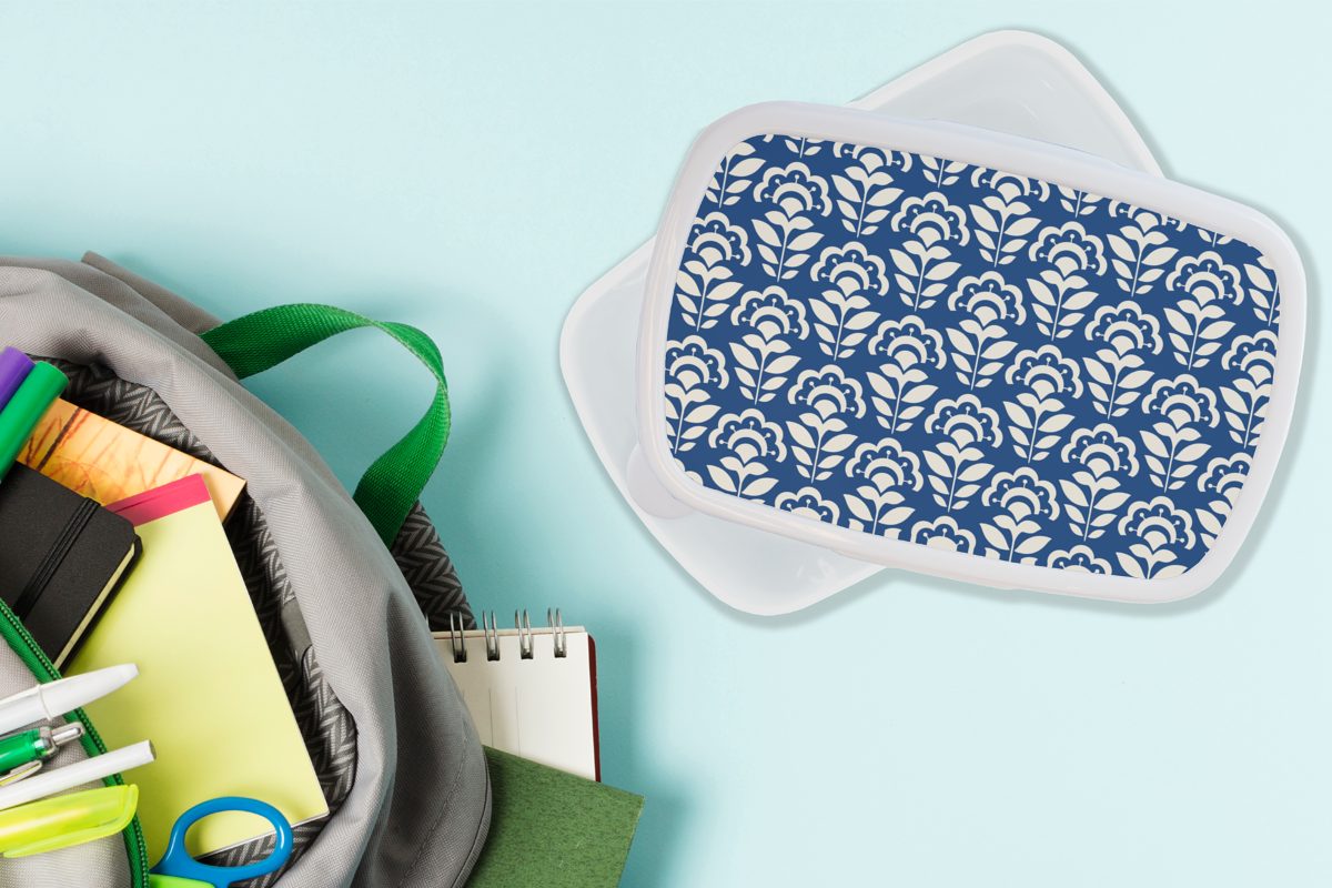 Blau weiß (2-tlg), - Brotdose, Erwachsene, Sonnenblume für für - Kunststoff, Mädchen Kinder MuchoWow Brotbox Lunchbox Jungs und Design, und