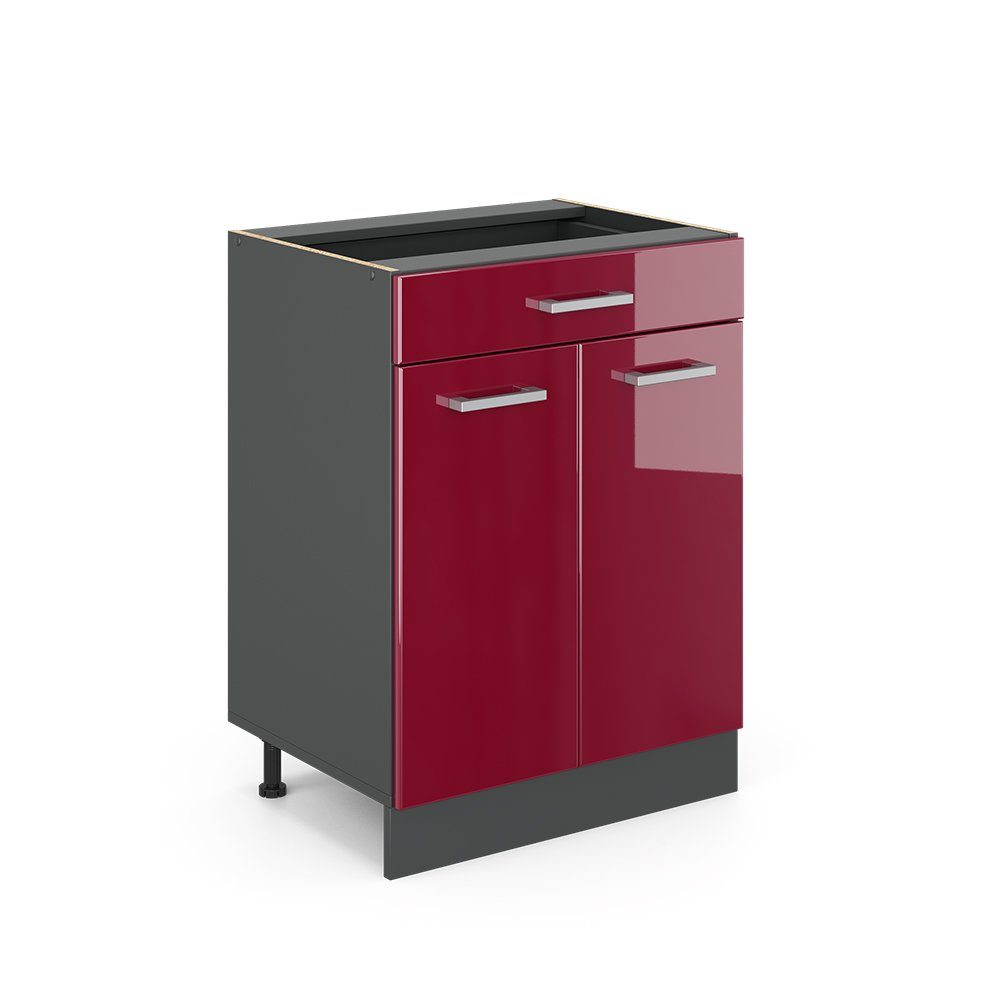 Vicco Unterschrank R-Line Bordeaux Hochglanz/Anthrazit 60cm, günstig online kaufen