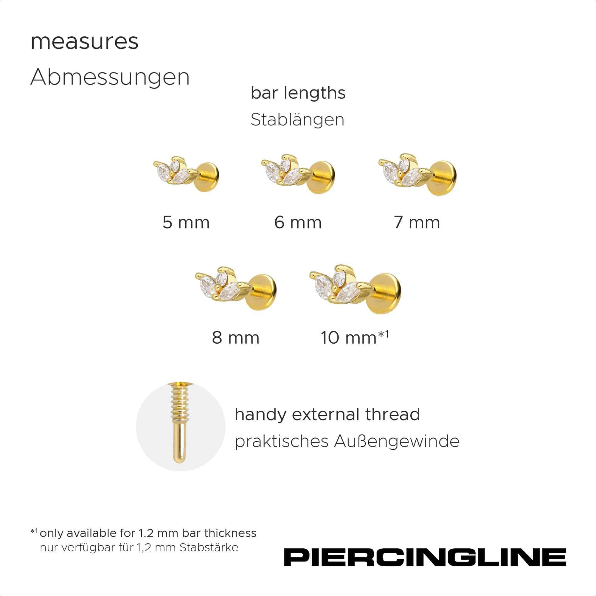 PIERCINGLINE Piercing-Set Titan Labret mit Innengewinde + 925er Silber Aufsatz (Labrets, 1-tlg)