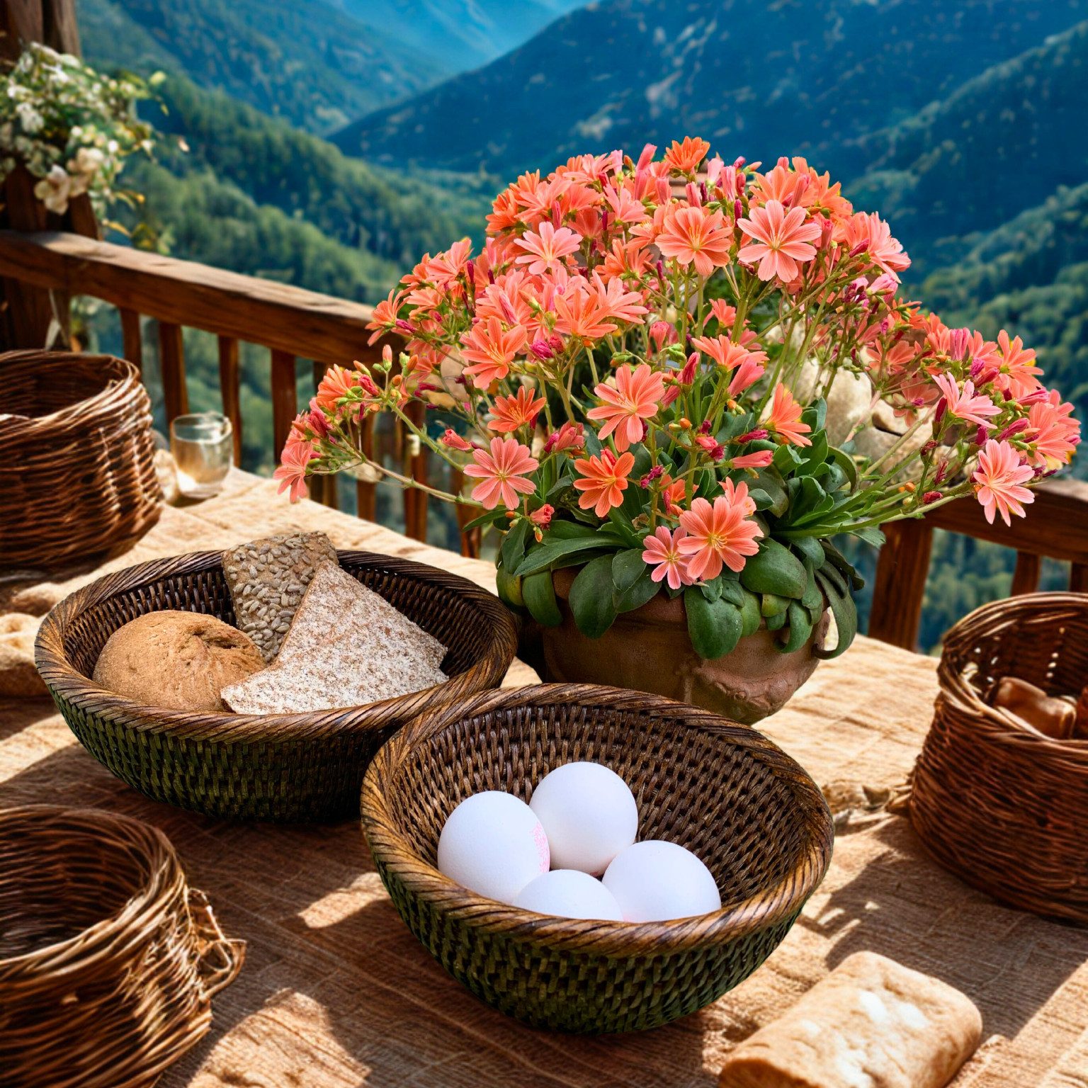 fiolini Brotkorb Rattan Korb Rund im 2er Set - Dekoschalen, Brotkörbe, Obstkörbe, (2 runde Körbe in unterschiedlichen Größen)