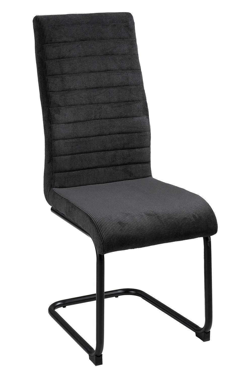 Freischwinger Schwingstuhl, Dunkelgrau, Cord, Metallgestell