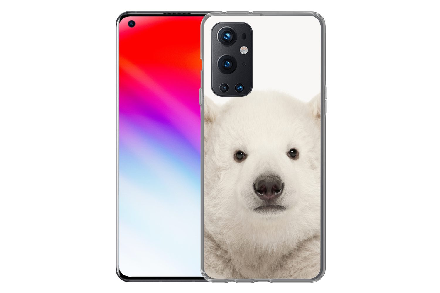 MuchoWow Handyhülle für OnePlus 9 Pro Eisbär - Tiere - Weiß - Kinder - Jungen - Mädchen, Phone Case, Silikon, Schutzhülle Dünn