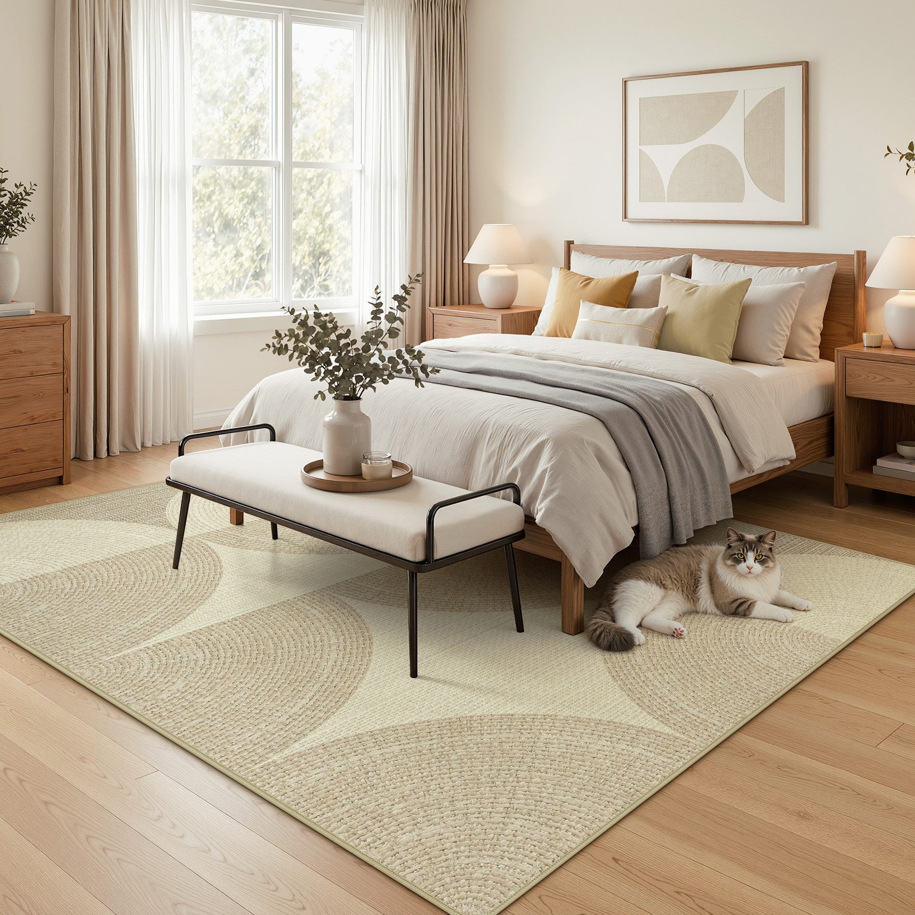 Tribesigns Teppich Geometrischer Minimalist Kurzflor Teppich, Maschinenwaschbar, 160 x 230 cm Rutschfester Wohnzimmerteppich, Teppich für Wohnzimmer