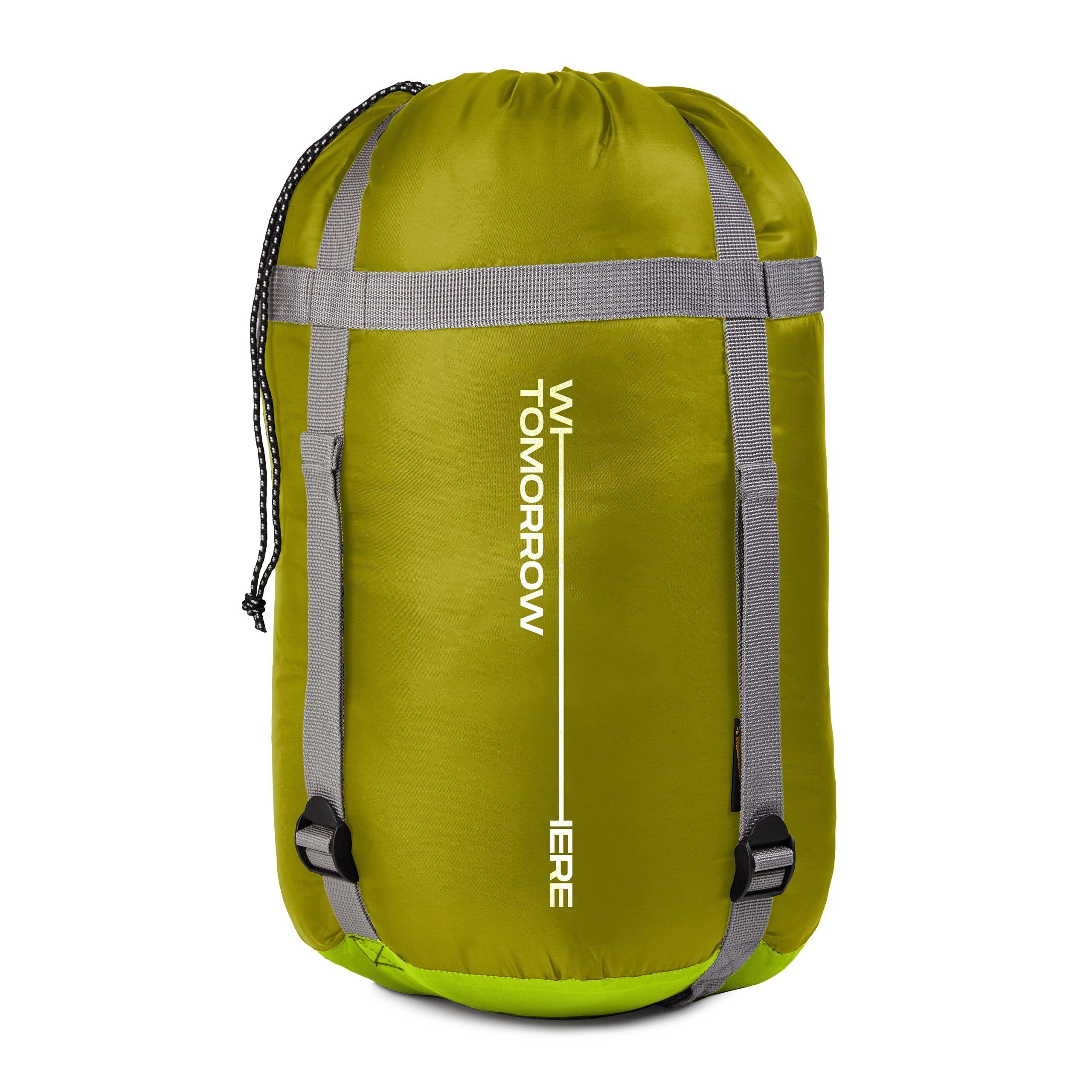 Lumaland Mumienschlafsack Where olivgrün mit Tasche, atmungsaktiv wasserabweisend Camping Wärmekragen Schlafsack 230x80x55 Tomorrow