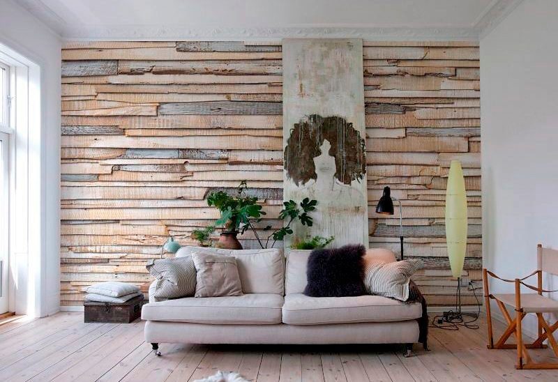 Komar Fototapete Whitewashed Wood - Größe 368 x 254 cm, glatt, bedruckt, Wohnzimmer, Schlafzimmer