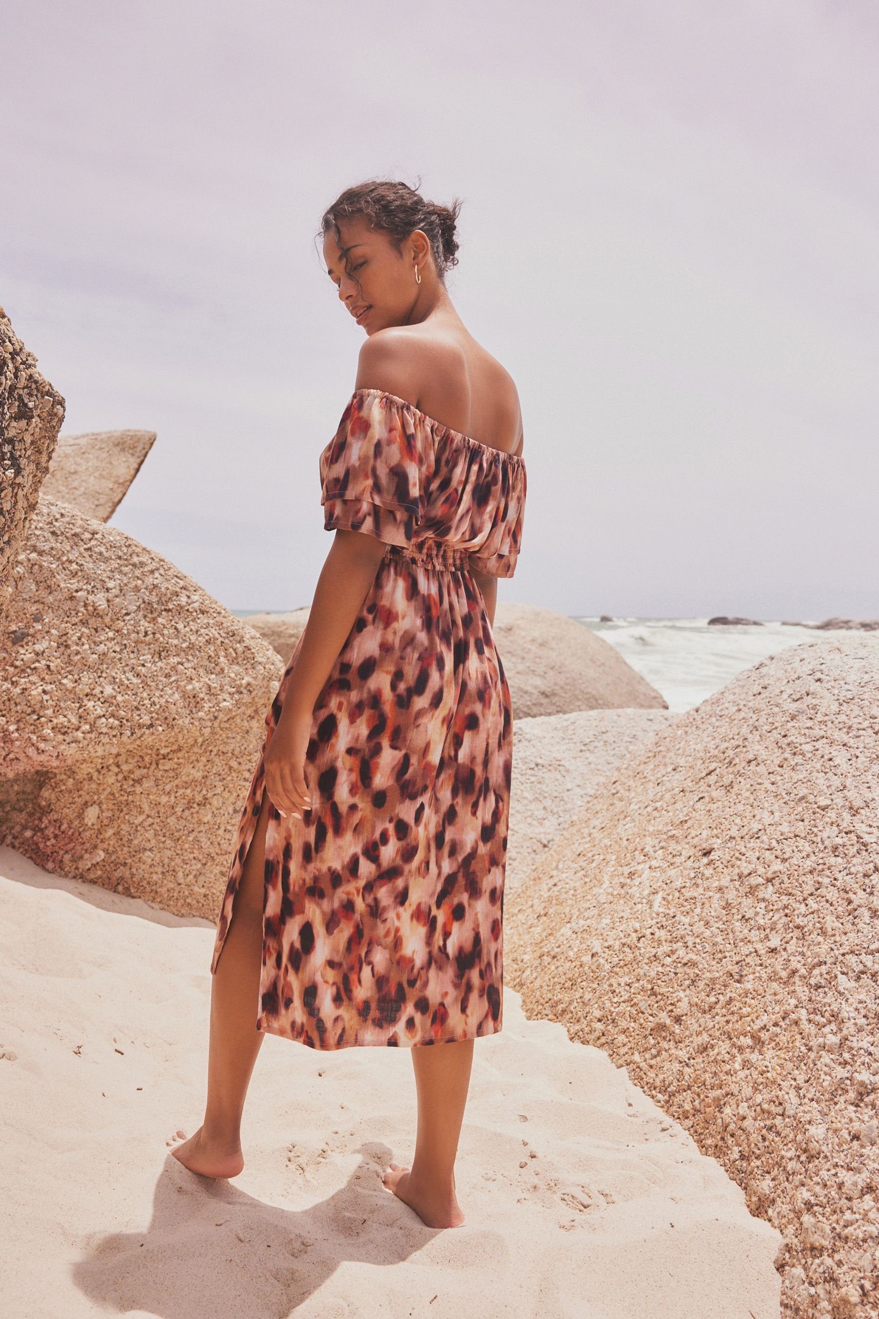 Next Strandkleid Schulterfreies Sommerkleid – Petite günstig online kaufen