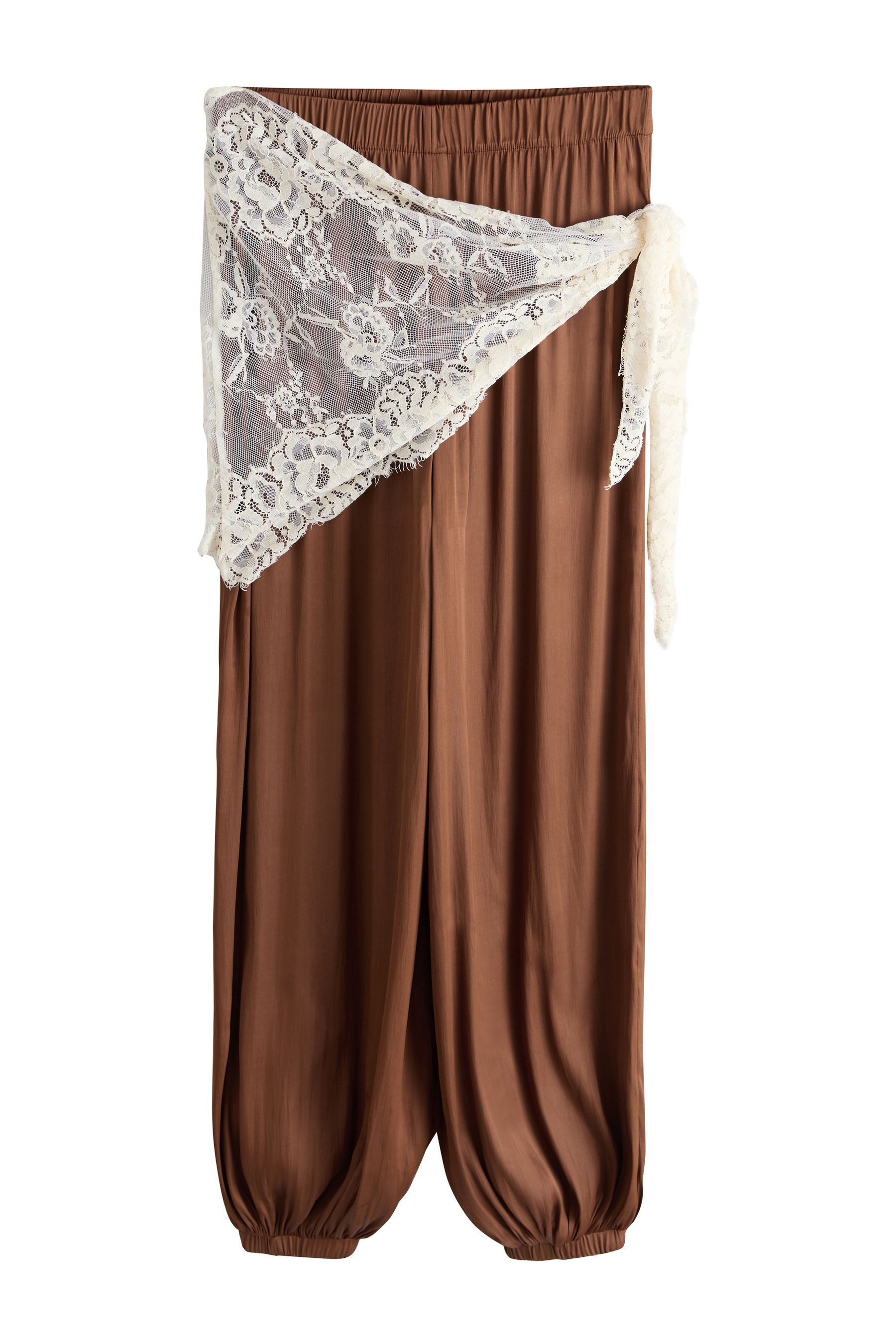 Next Stoffhose Hose im Ballonschnitt mit Spitzenschal (2-tlg)