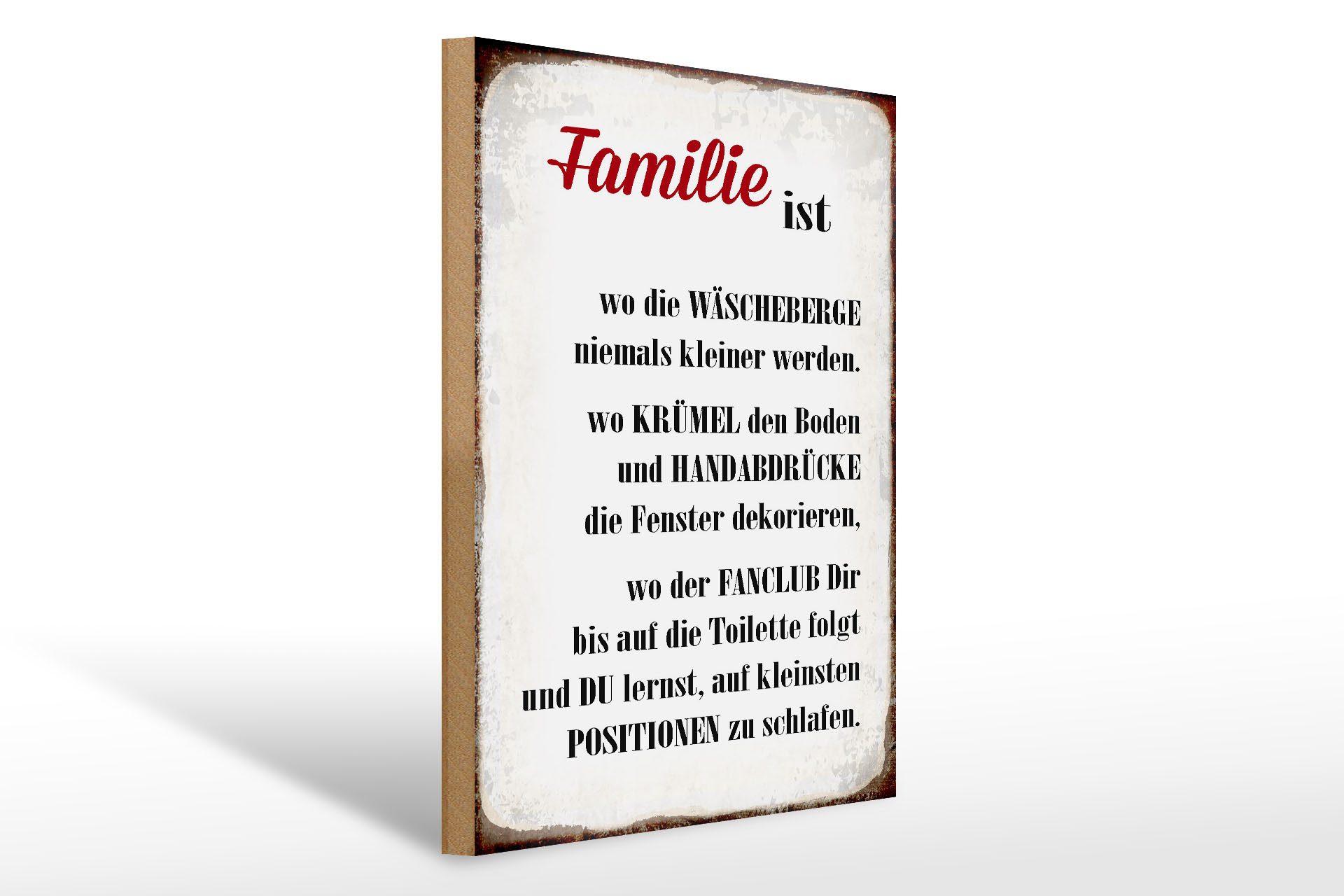 Holzbild Spruch 30x40cm Familie ist wo die Wäscheberge