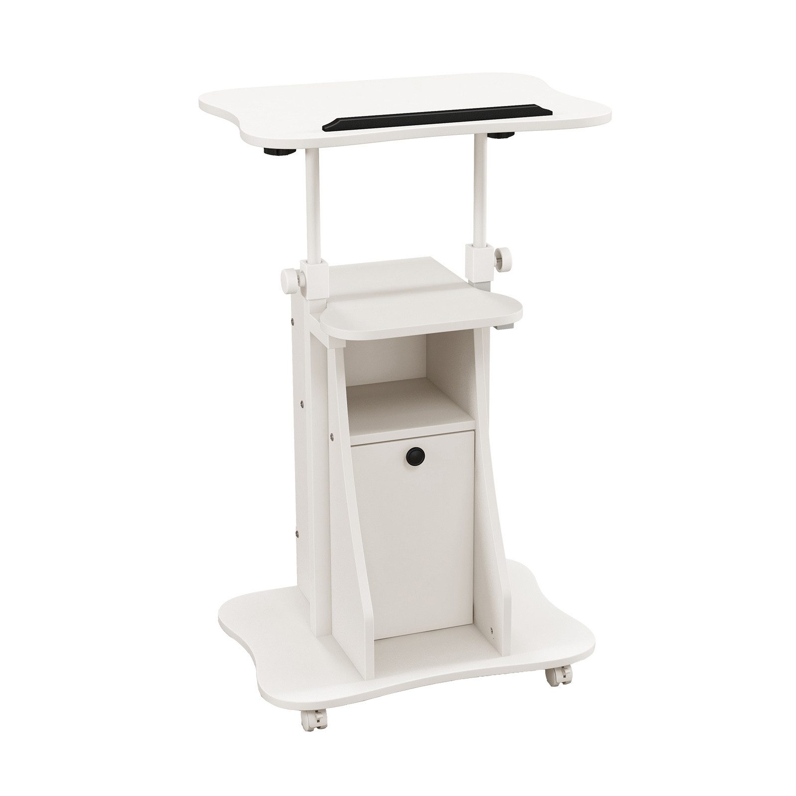 COSTWAY Stehpult, mit neigbarer Tischplatte & Schrank, 68-114cm verstellbar