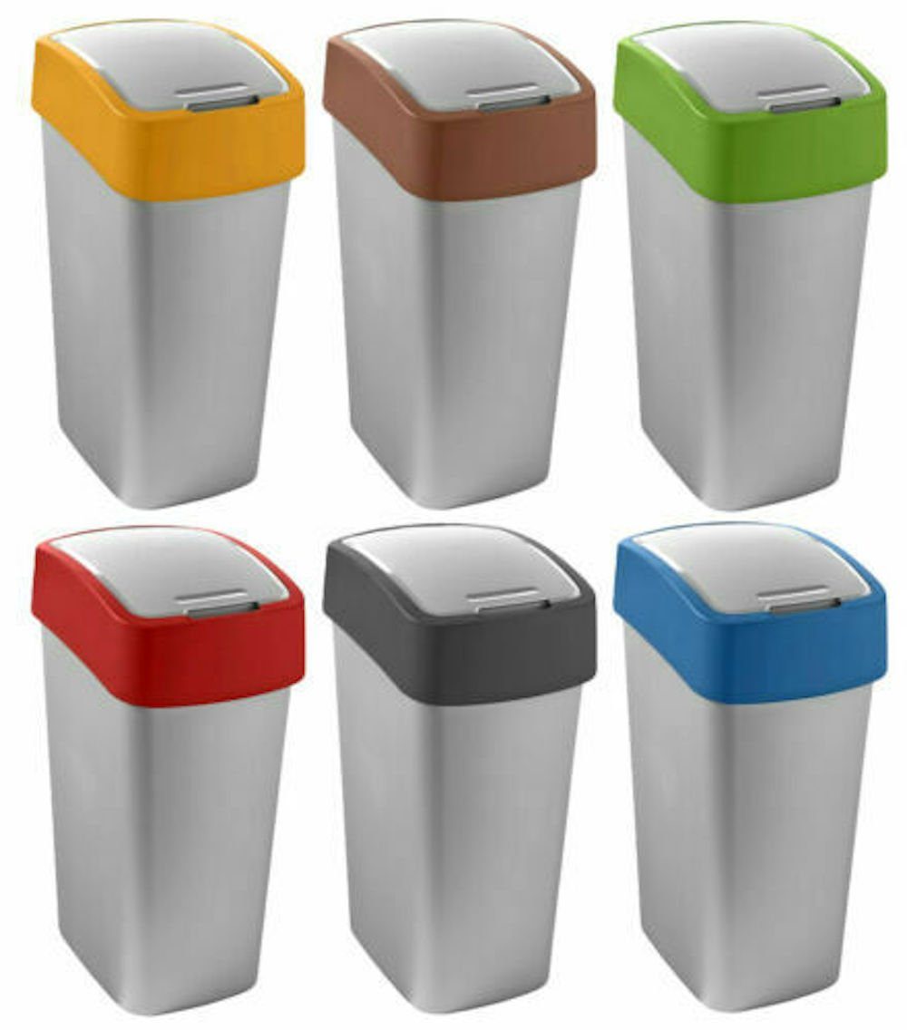 PROREGAL® Größen Silber/Grün Abfallbehälter verschiedene & Farben Mülleimer Schwing-/Klappdeckel, mit