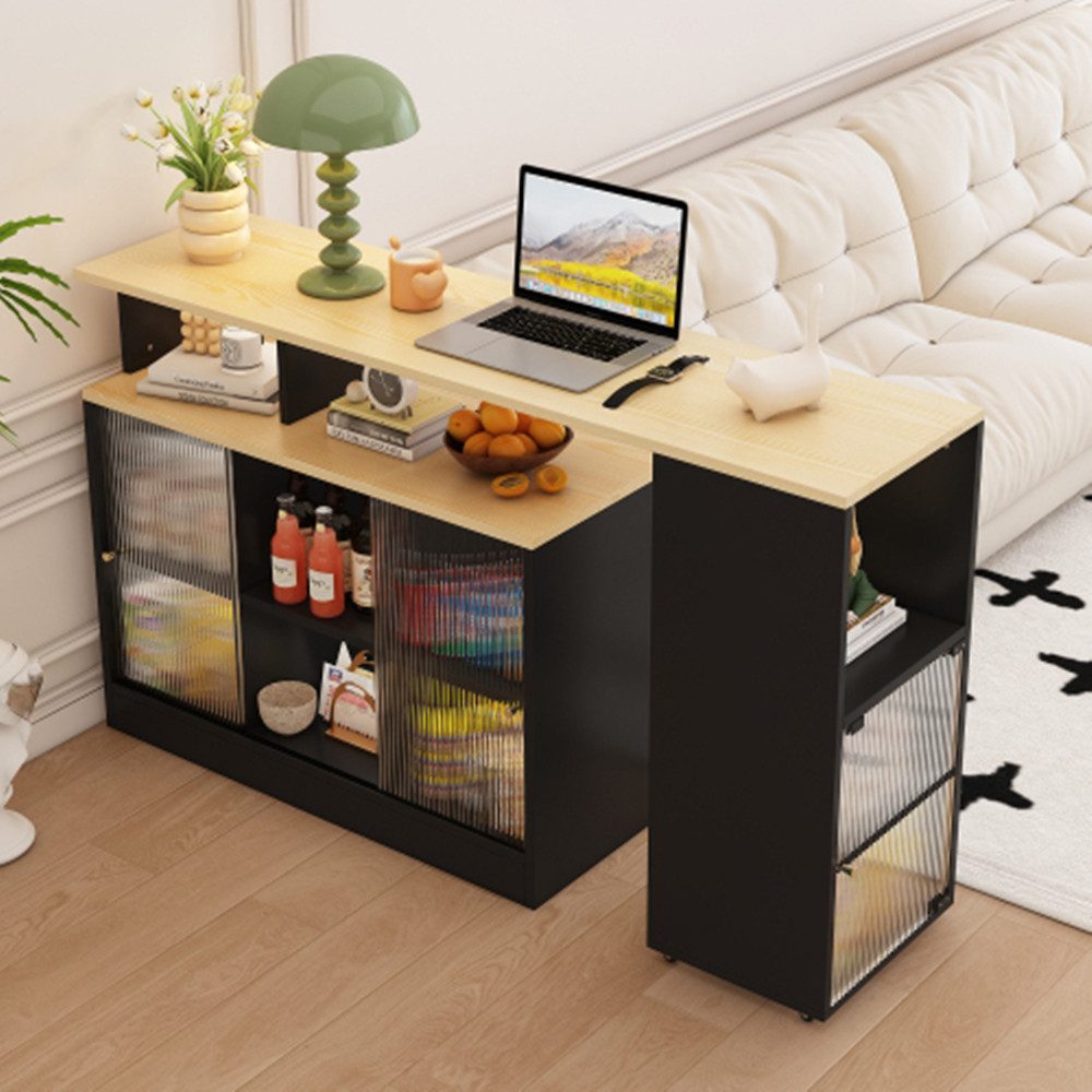 XDeer Bartisch Ausziehbarer Bartisch mit Stauraum,Sideboard,Beweglicher Bar Table, Stehtisch, Bistrotisch,Hochtisch,Großer Stauraum