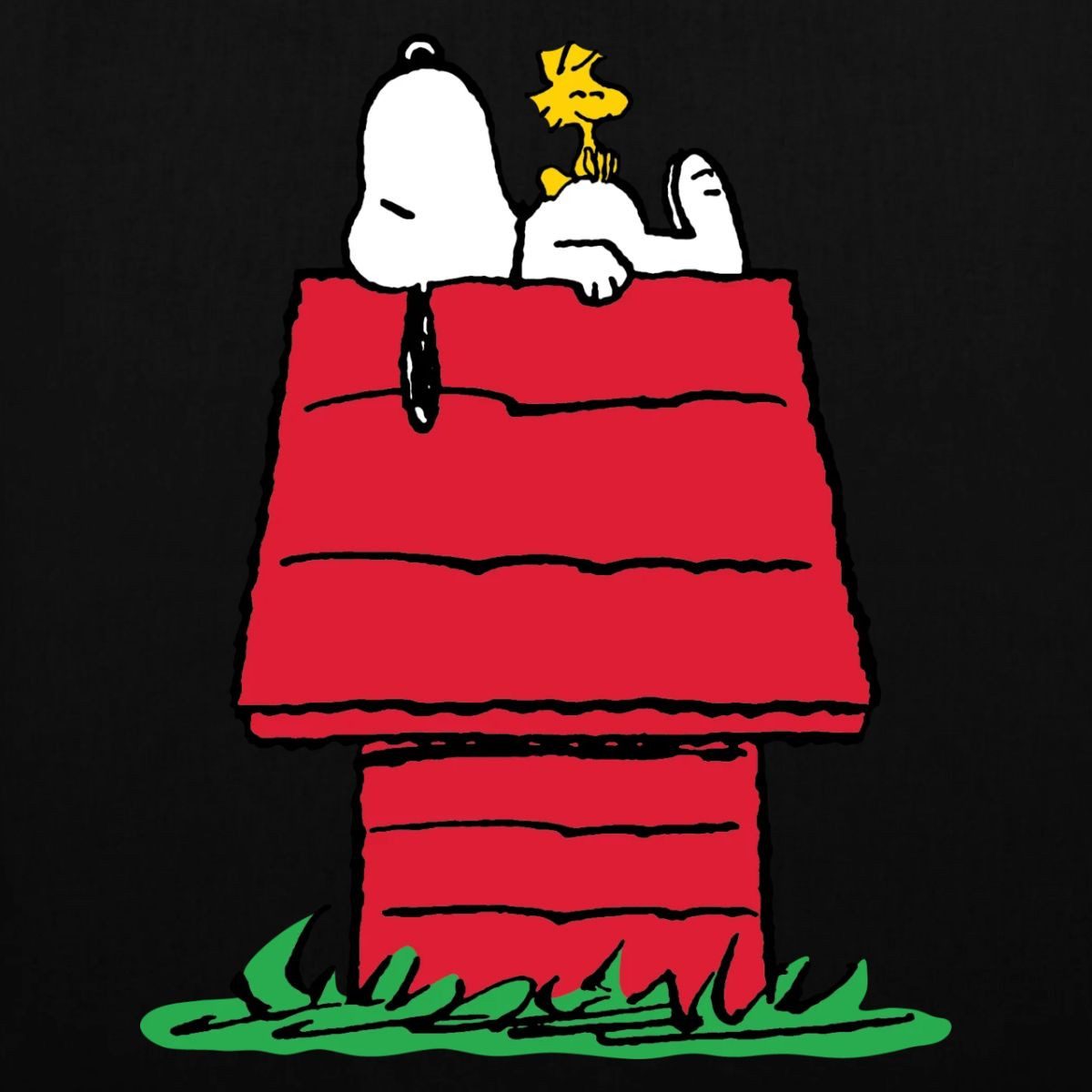 Spreadshirt Henkeltasche Peanuts Snoopy Und Die Hundehütte Stoffbeutel (1-tlg)