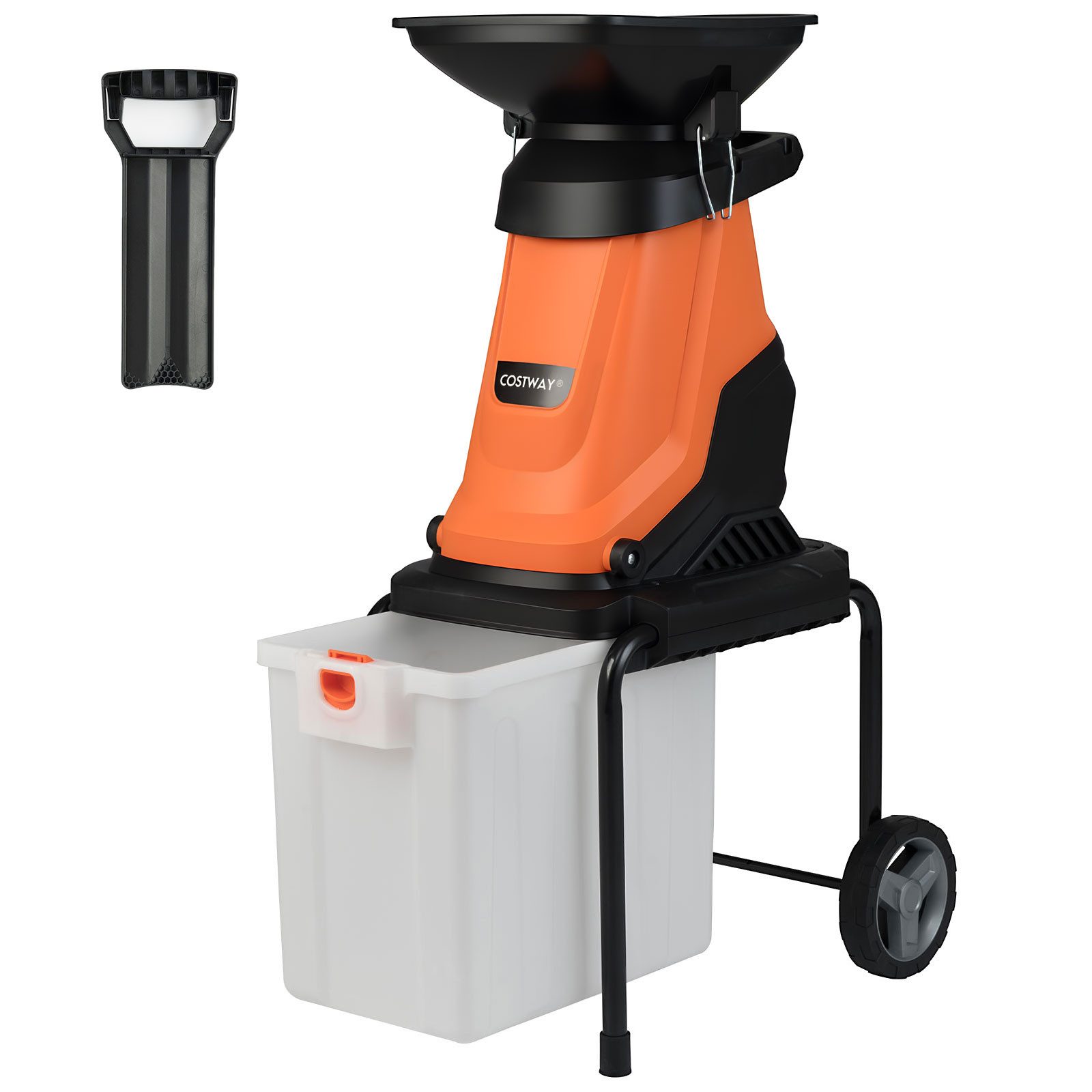 COSTWAY Häcksler, (1-St), 3000W Elektro Gartenhäcksler, mit Rädern, 50L Fangbox