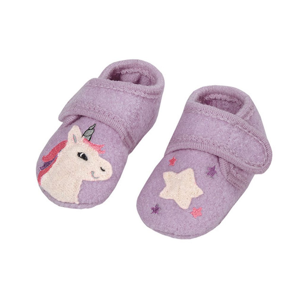 MAXIMO Lauflernschuhe, "Einhorn" Anti-Rutsch-Sohle, Klettverschluß Lauflernschuh (2-tlg) Wollfleece