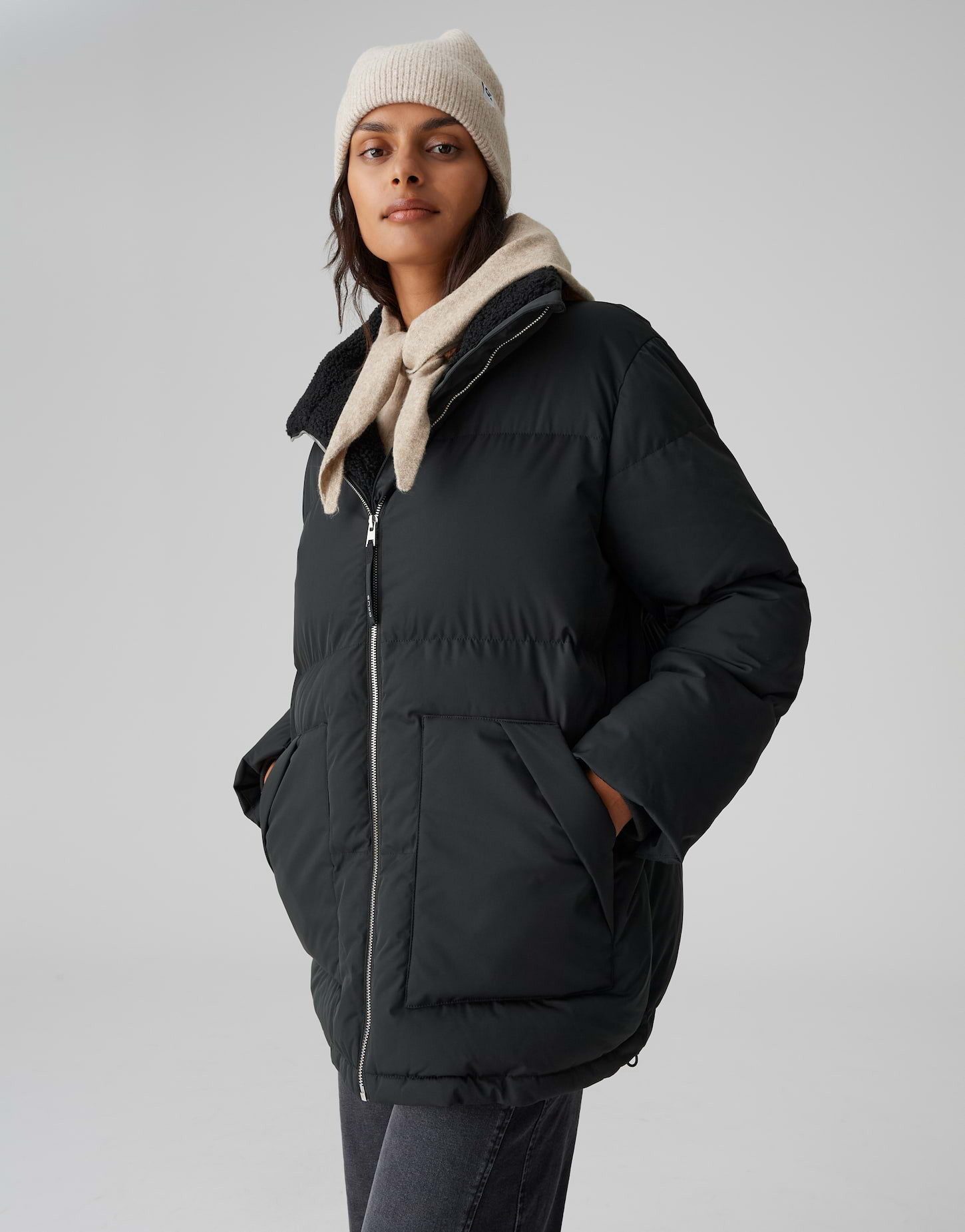 OPUS Steppjacke HILEEN mit Teddyfellkragen ovaler günstig online kaufen