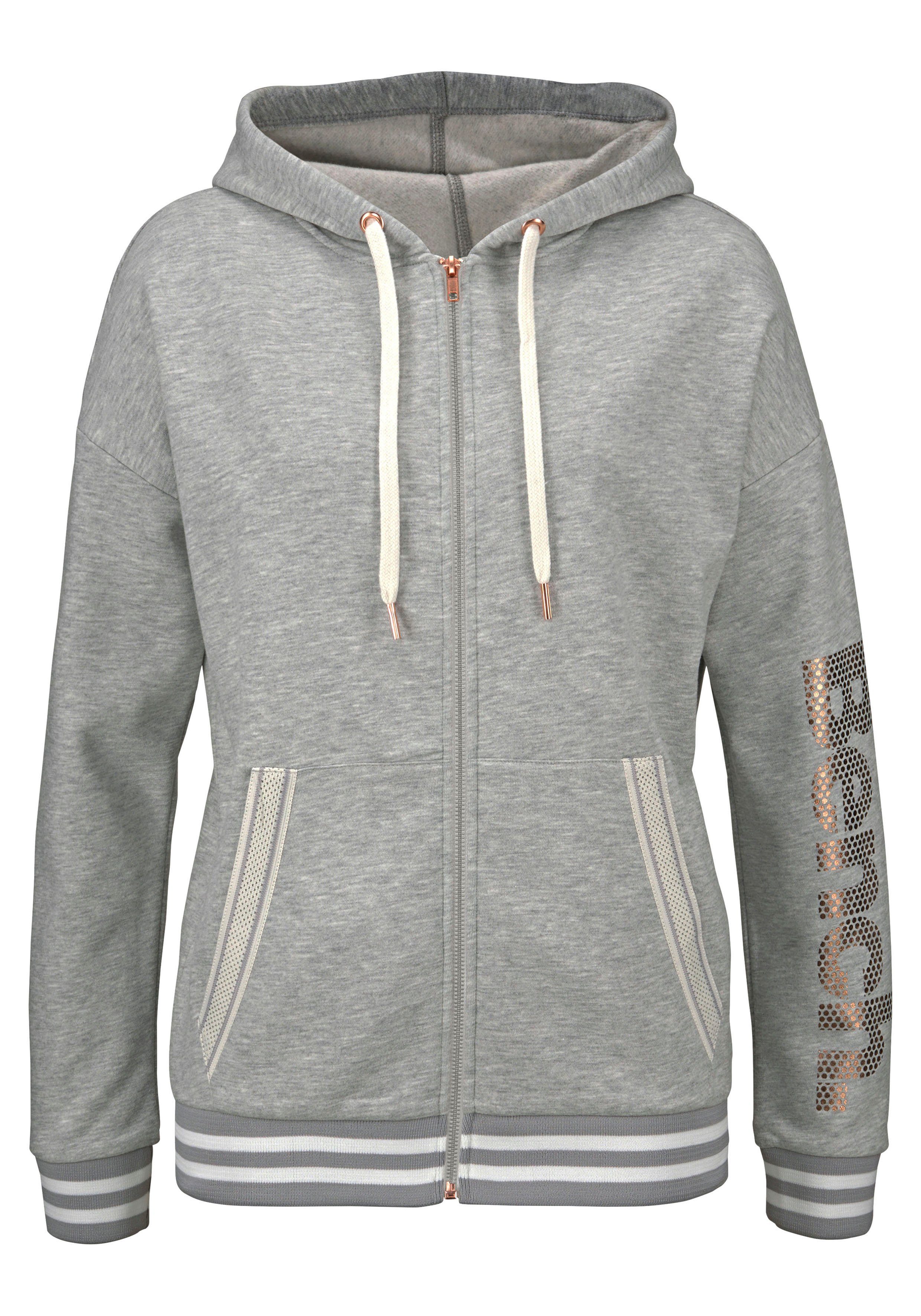 Bench. Kapuzensweatjacke mit gestreiften Bündchen und günstig online kaufen