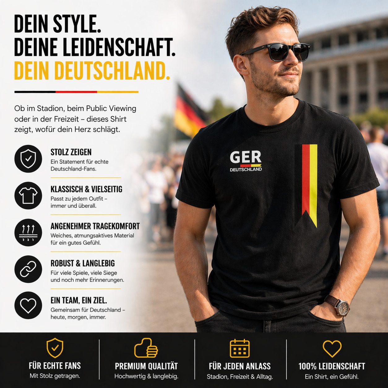 Outdoorn Fußballtrikot Deutschland T-Shirt WM 2026 – Fußball Weltmeisterschaft Trikot
