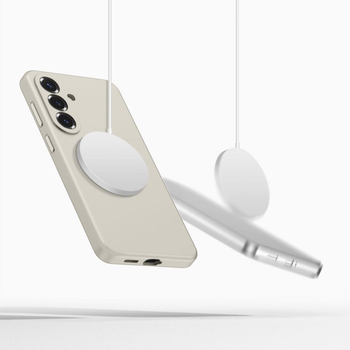 TECH PROTECT Handyhülle Silikon für Samsung Galaxy S26+ Plus Beige Magnetisch Case 6,7 Zoll, Weiche Mikrofaser-Innenseite schützt vor feinen Kratzern – Bild 4 von 5