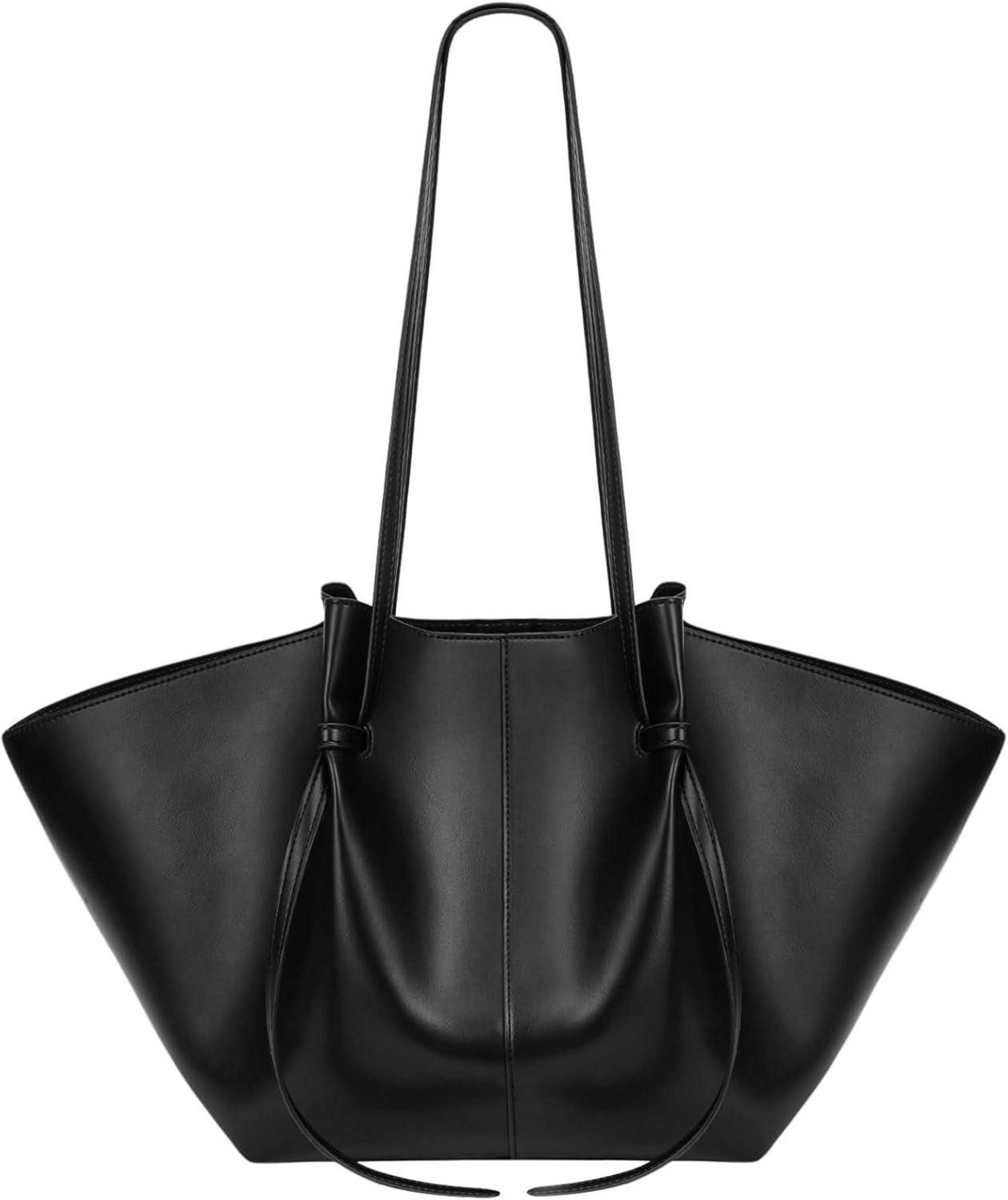 Handtasche Tote Bag Kunstleder Groß Kapazität Shopper Tasche Schwarz